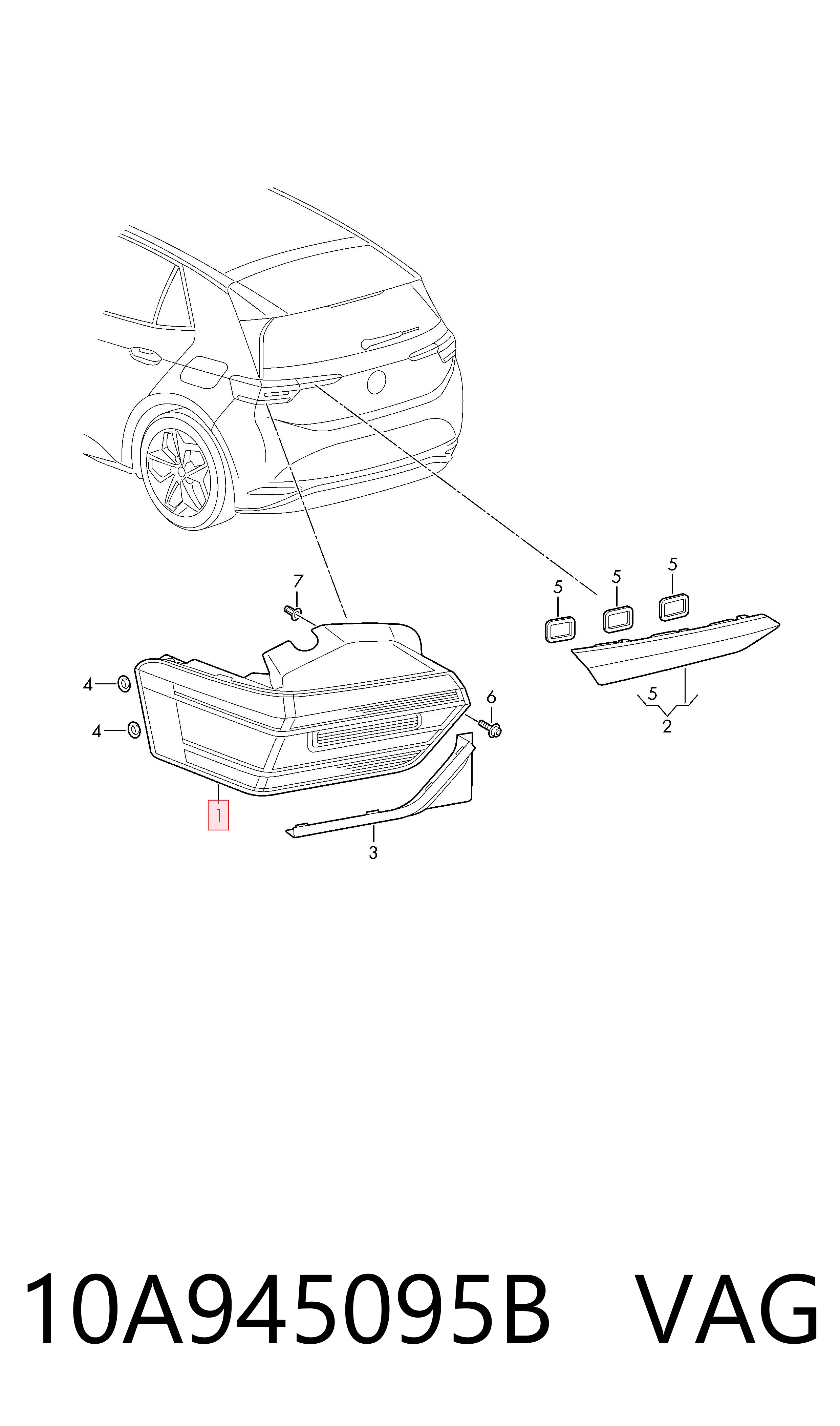 10A945095B VAG Lanterna traseira esquerda externa