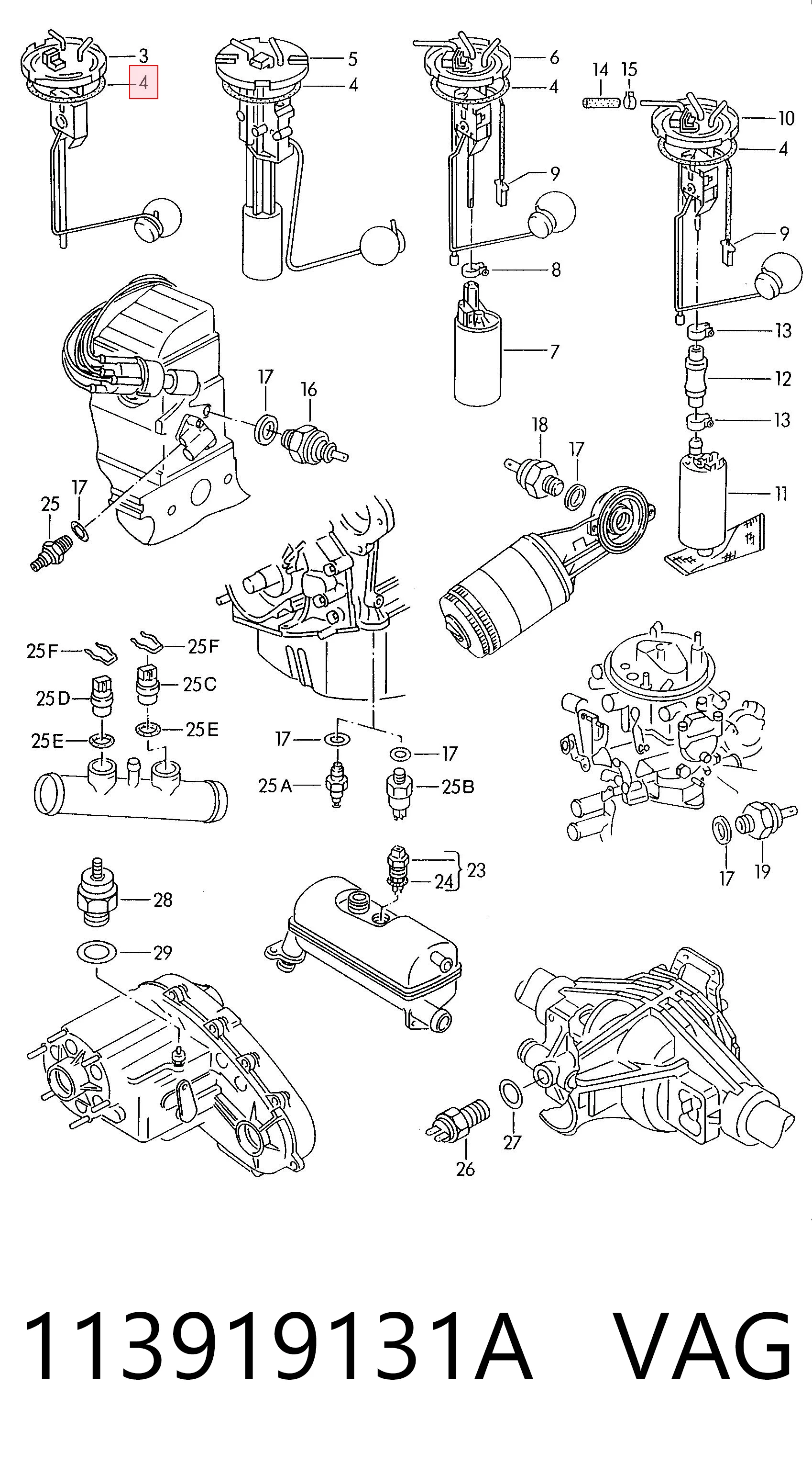 113919131A VAG Vedante de sensor do nível de combustível/da bomba de combustível (tanque de combustível)