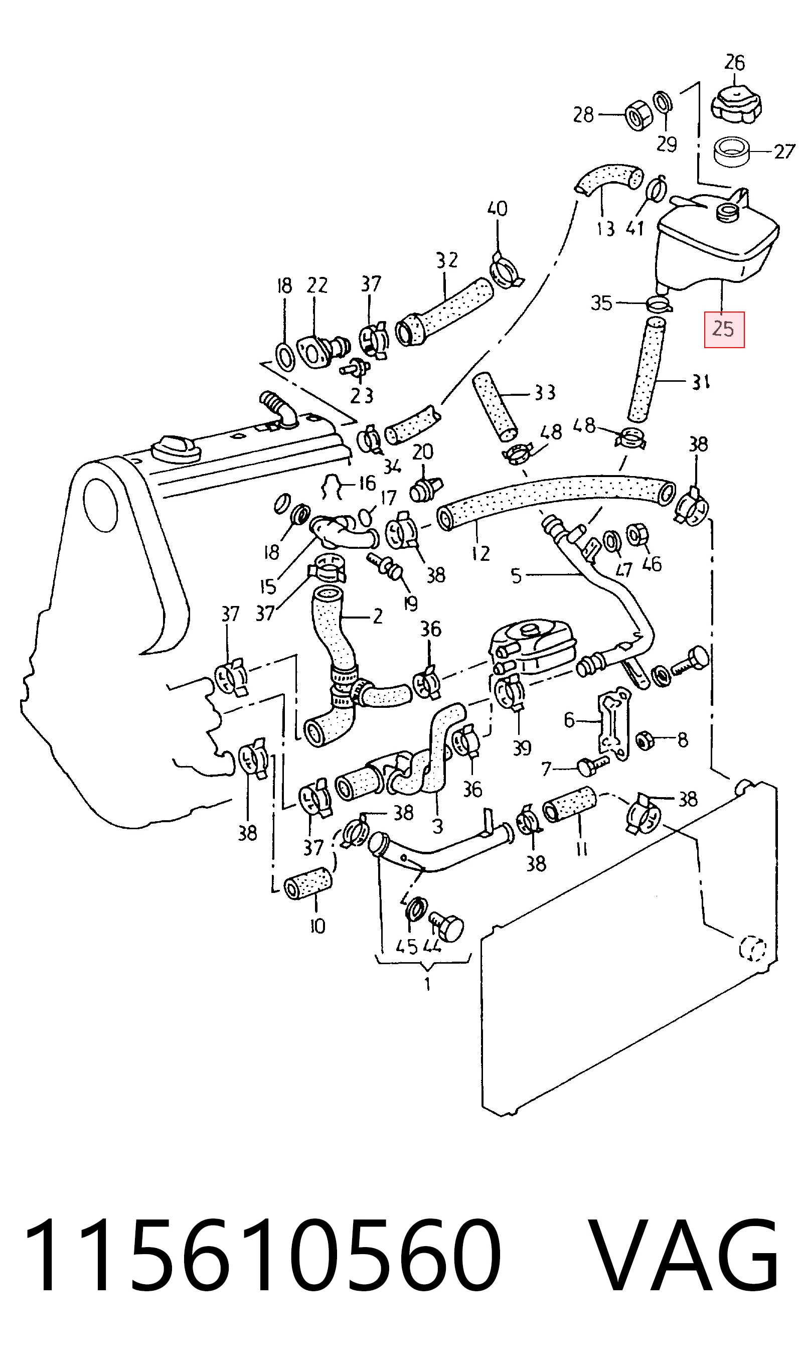  Tanque de expansão do sistema de esfriamento Volkswagen Caddy II pick-up (9U7) (1996 - 2004) II