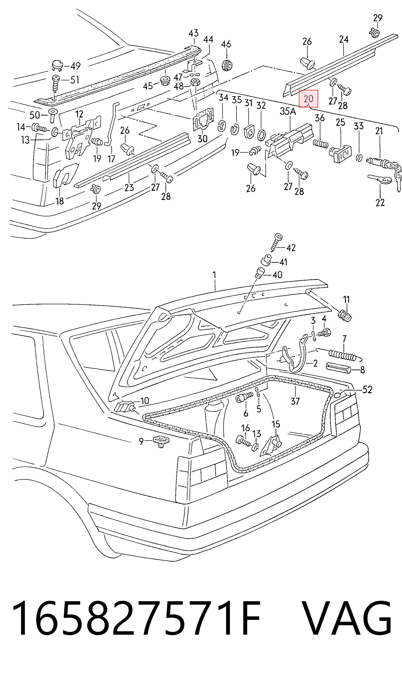 Fecho de tampa de porta-malas (de 3ª/5ª porta traseira) Volkswagen Jetta II 19E, 1G2, 165, 167 ao melhor preço