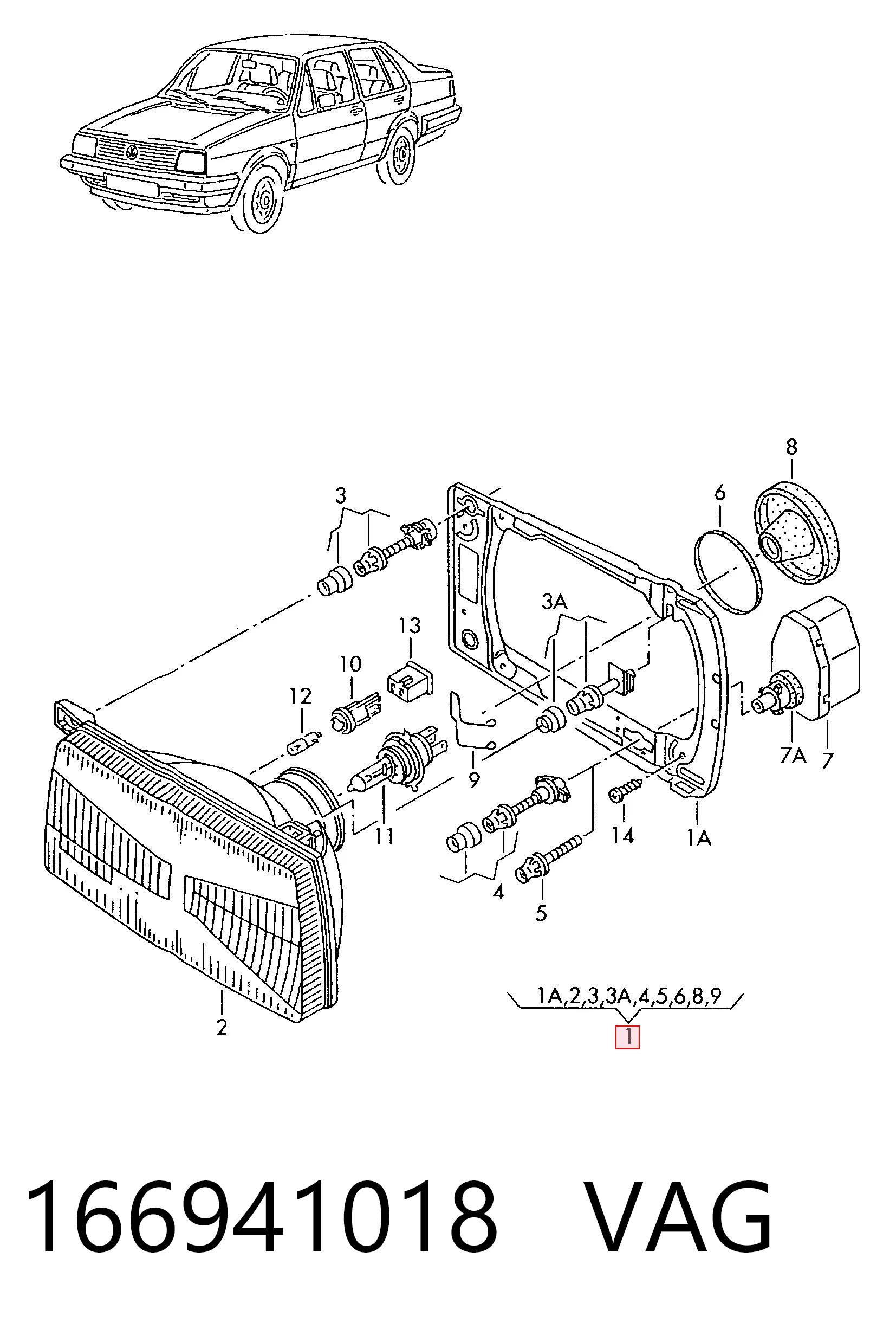 Luz esquerda Volkswagen Golf II 19E, 1G1