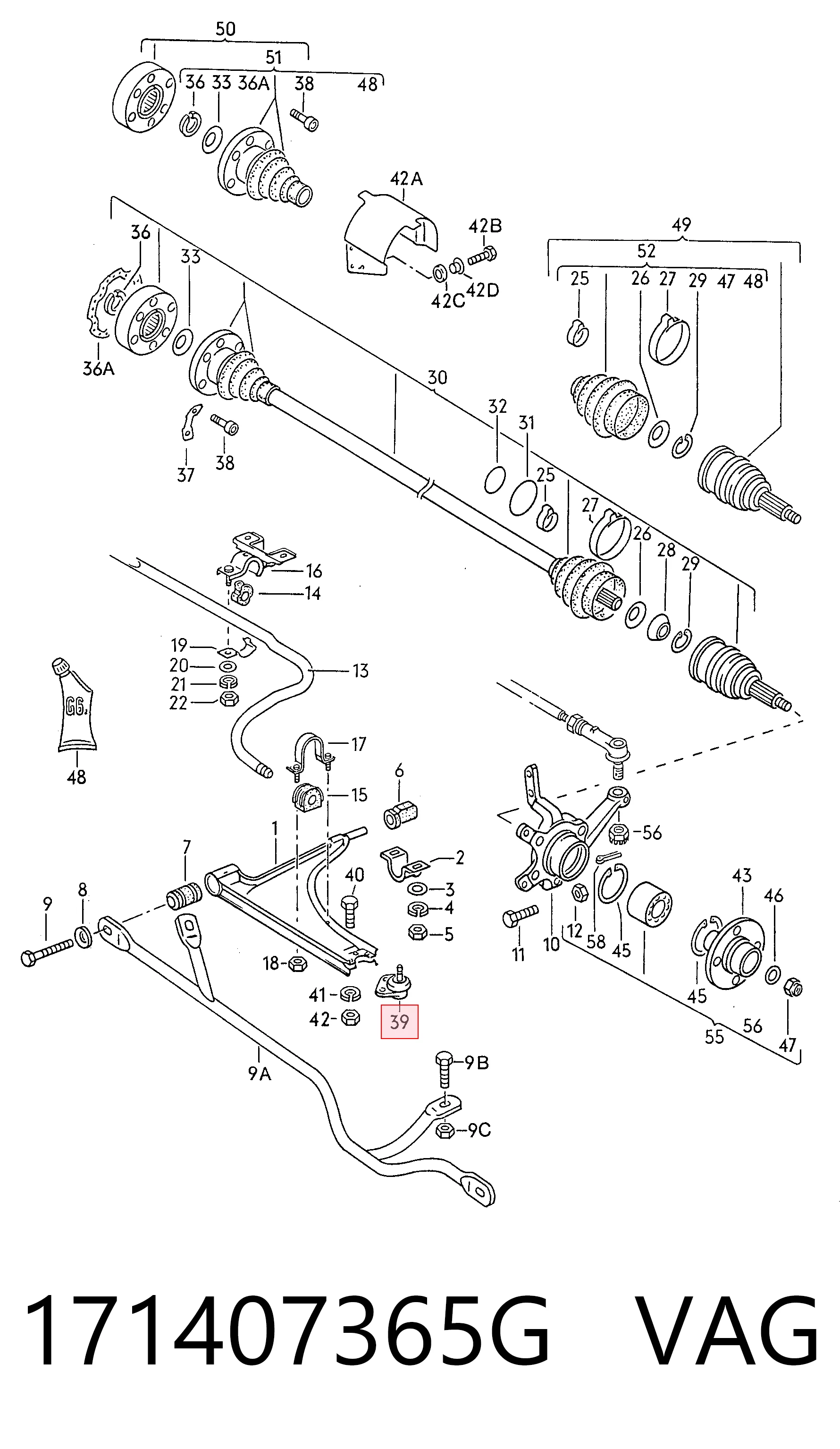 171407365G VAG Suporte de esfera inferior