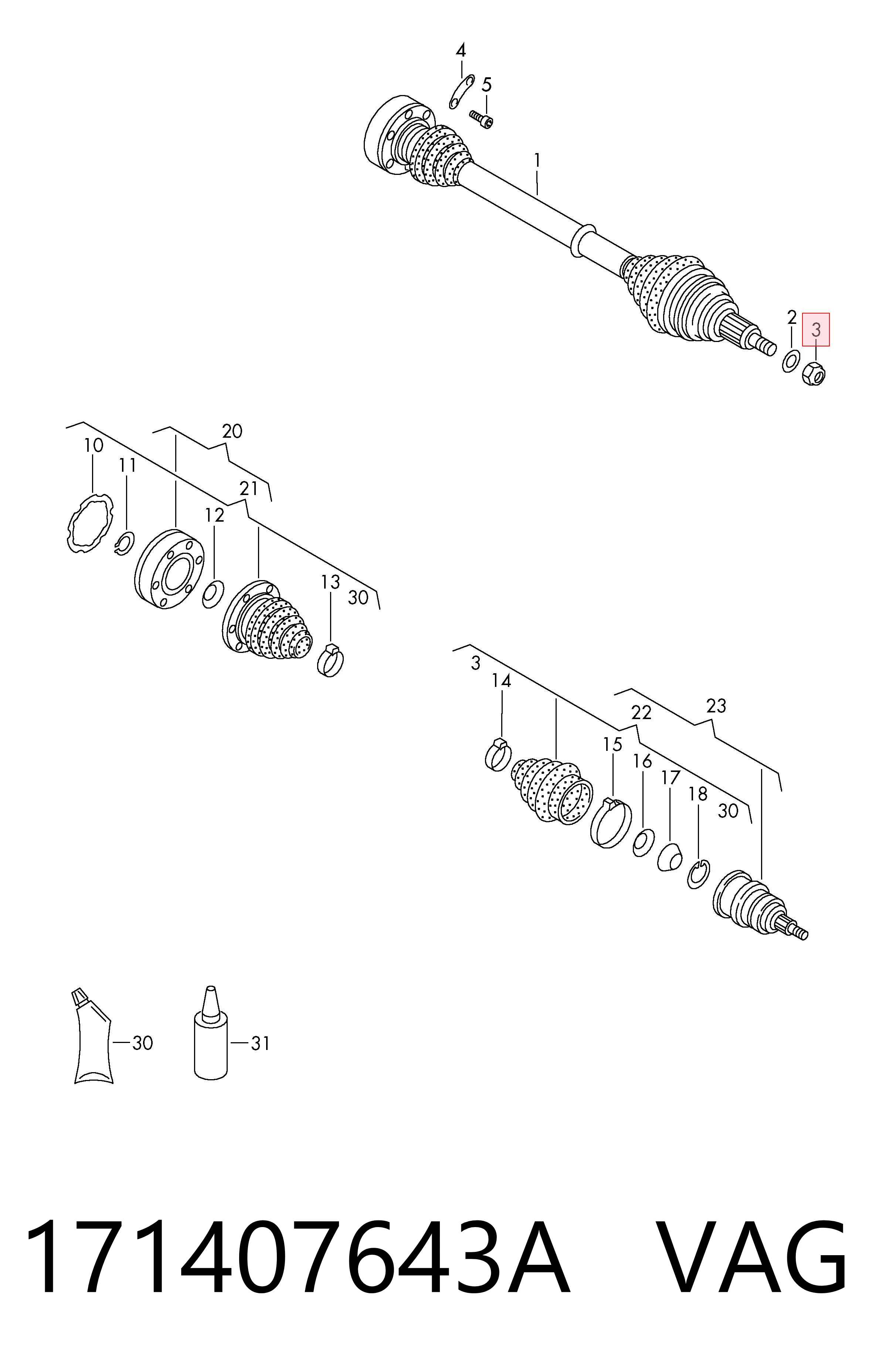 171407643A VAG Porca de cubo dianteiro