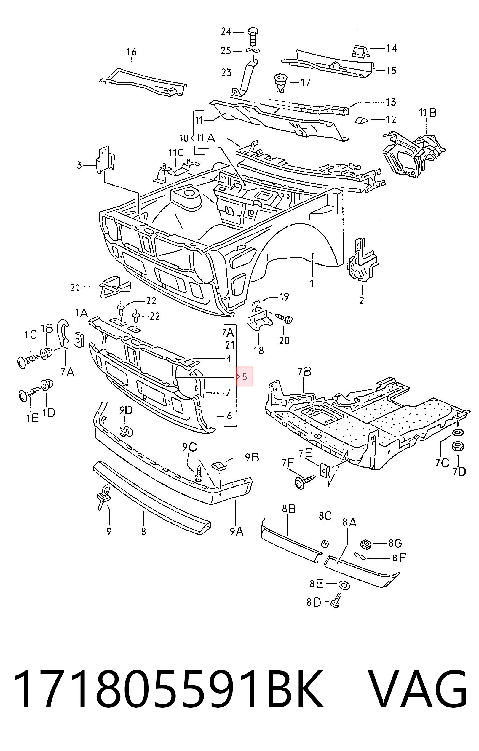 Suporte do radiador montado (painel de montagem de fixação das luzes) Volkswagen Caddy I 14 ao melhor preço