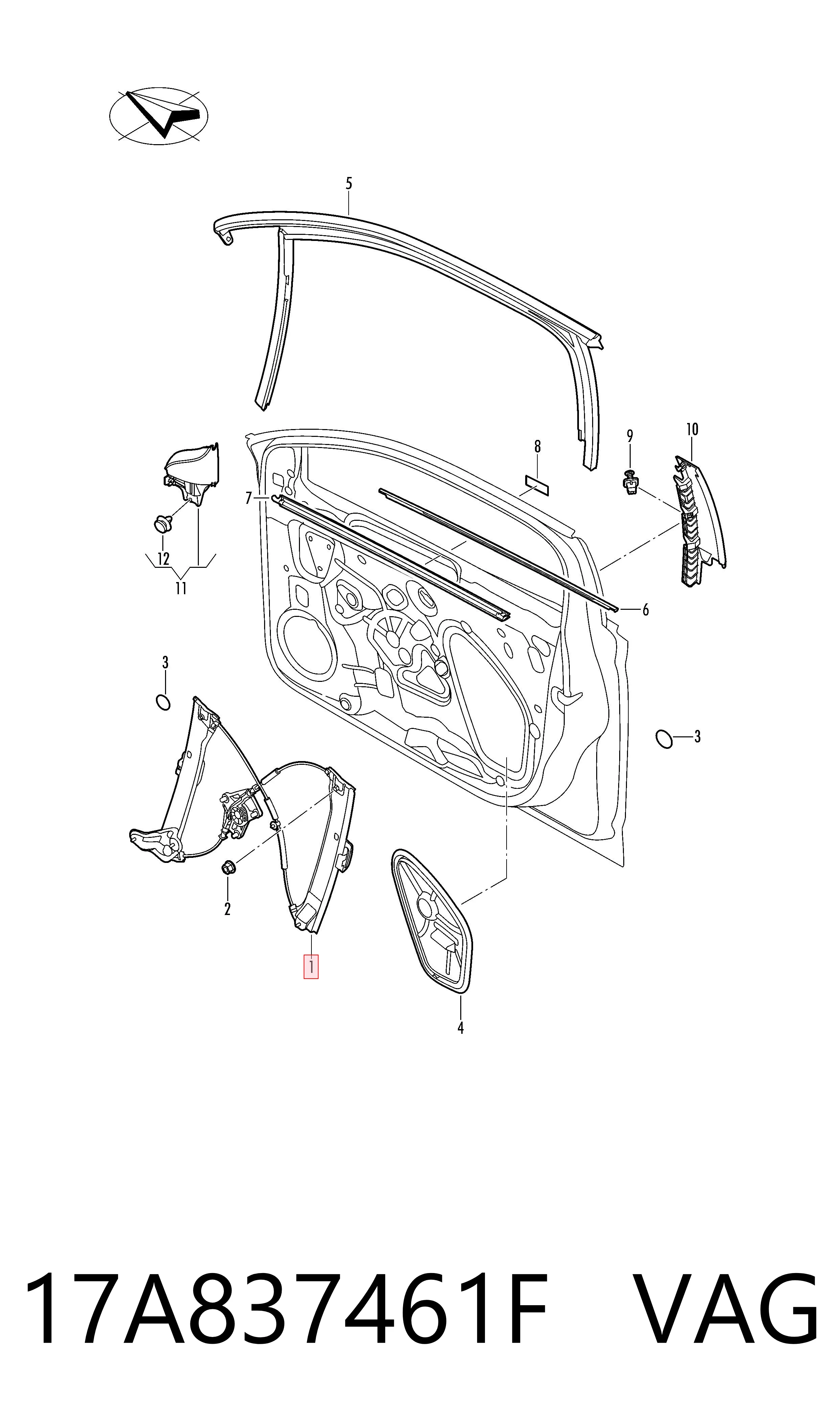 Mecanismo de acionamento de vidro da porta dianteira esquerda Volkswagen Jetta VII BU3, BU4 ao melhor preço