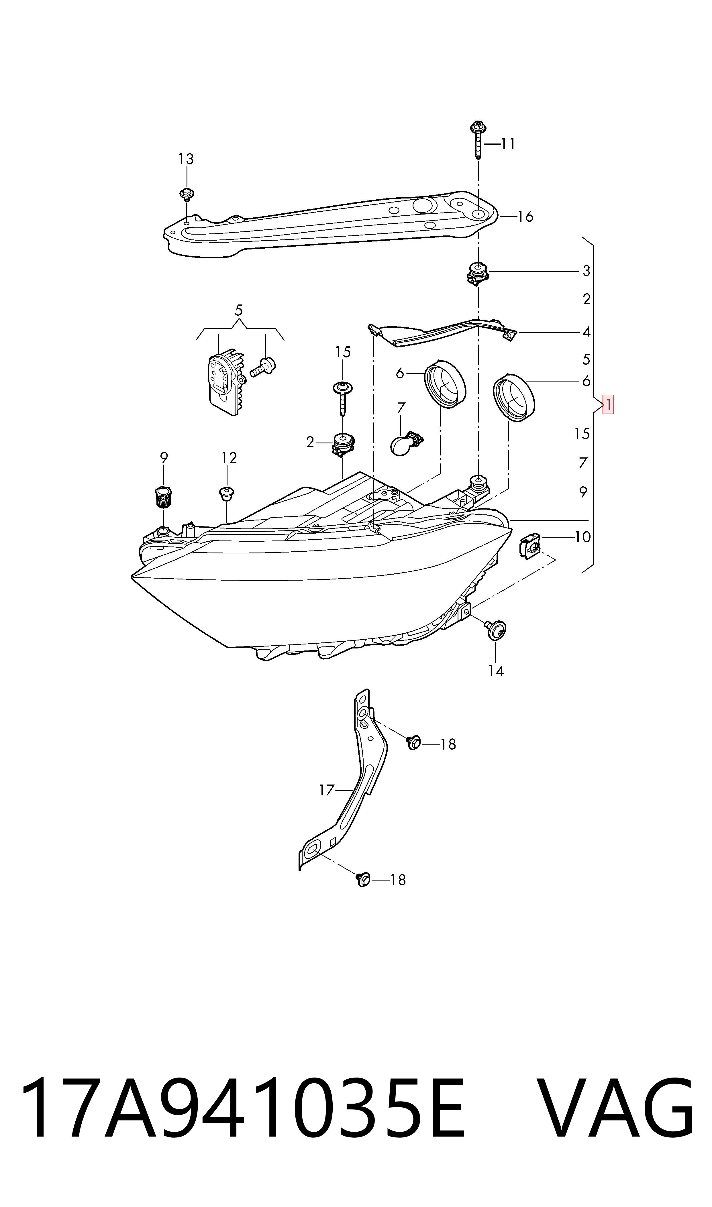 Luz esquerda para Volkswagen Jetta VII BU3, BU4