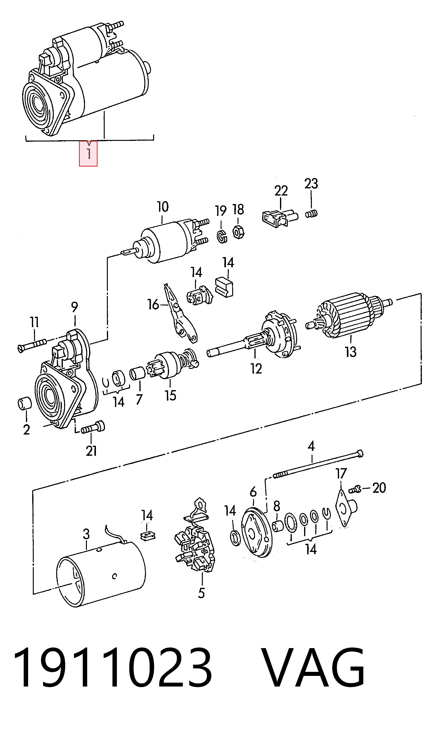 1911023 VAG Motor de arranco