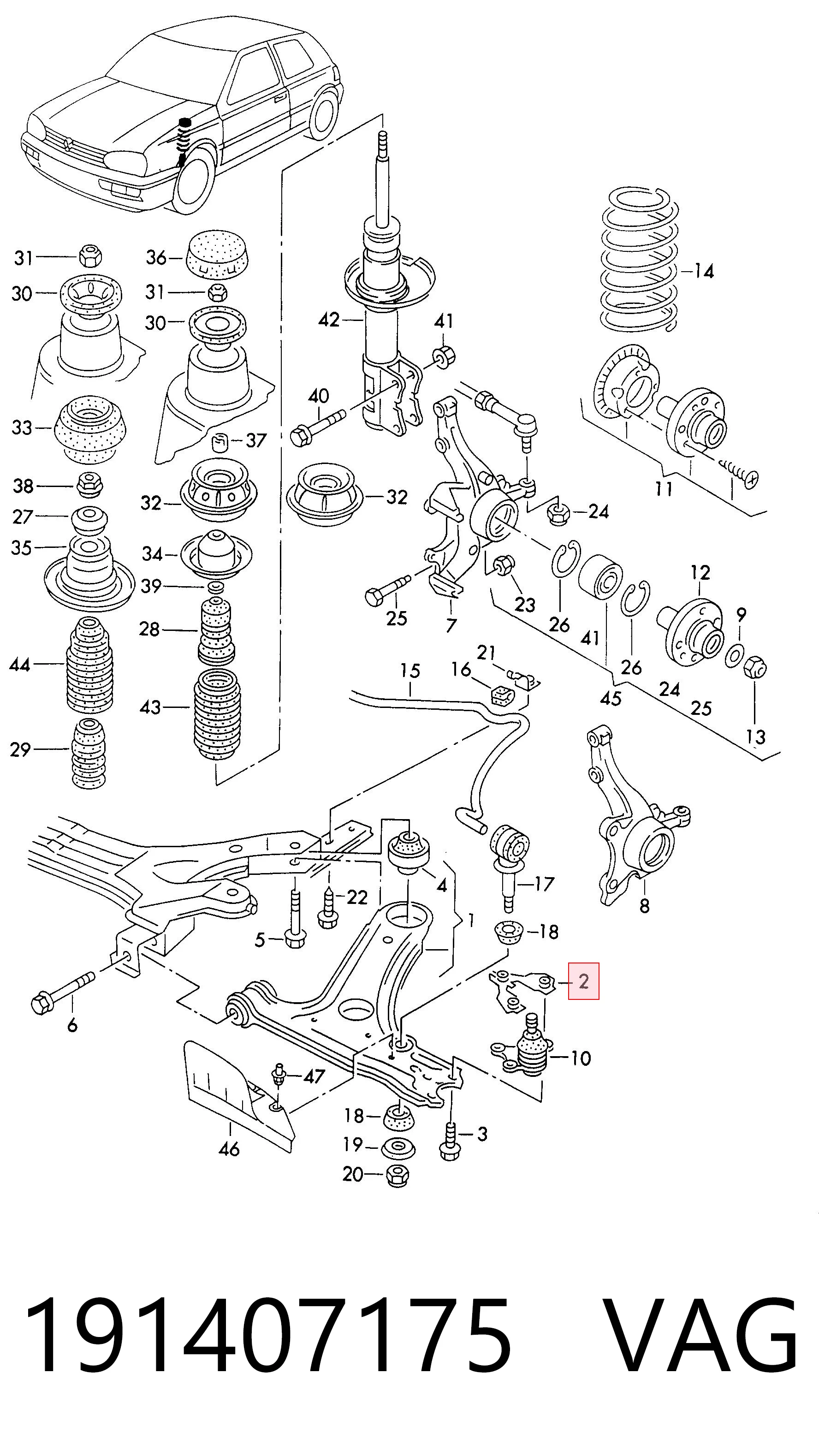 Porca de apoio esférico de suspensão dianteira VAG 191407175 preço, a partir de 3,44 USD