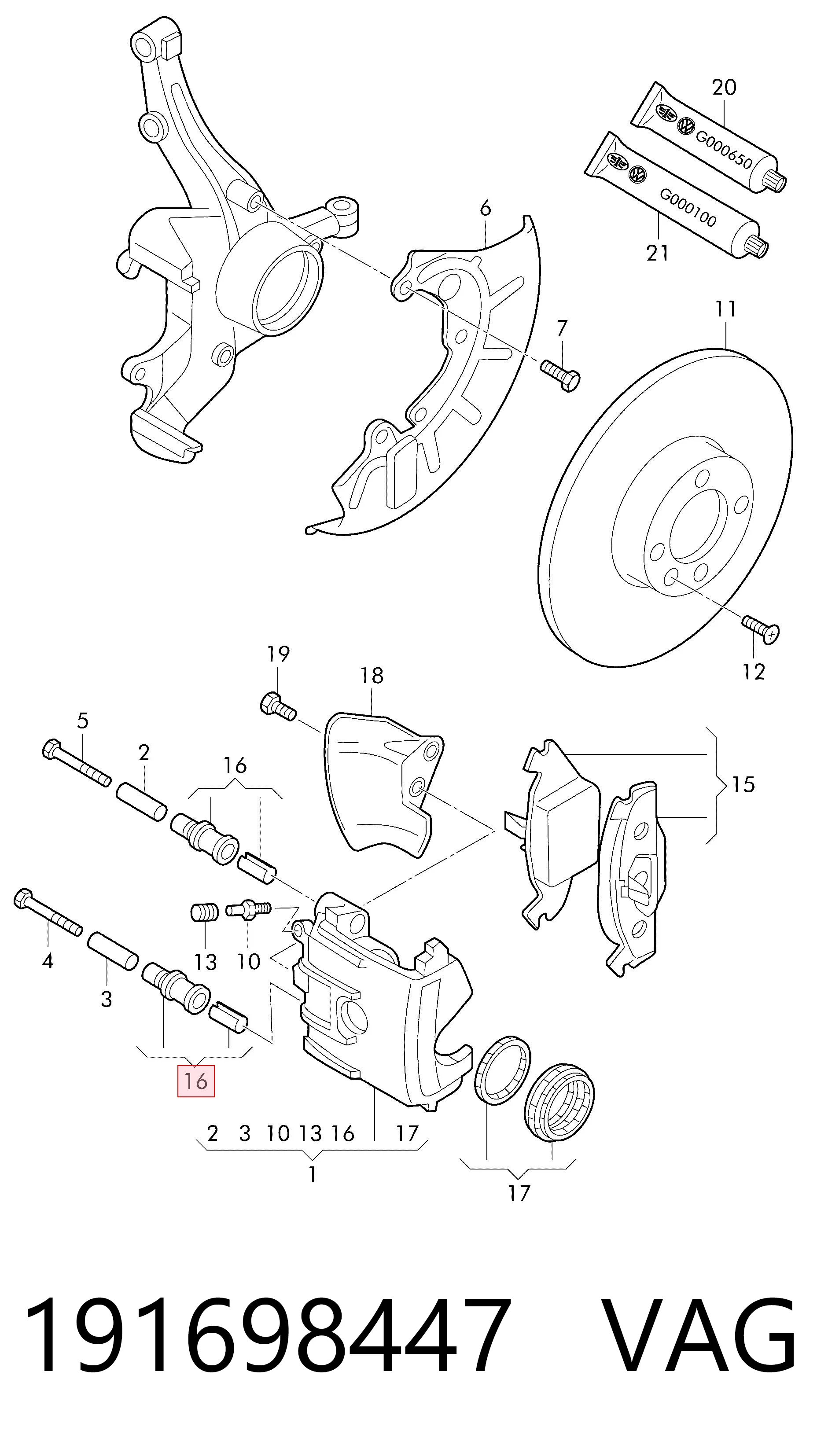 Kit de reparação de suporte do freio dianteiro para Volkswagen Golf 17