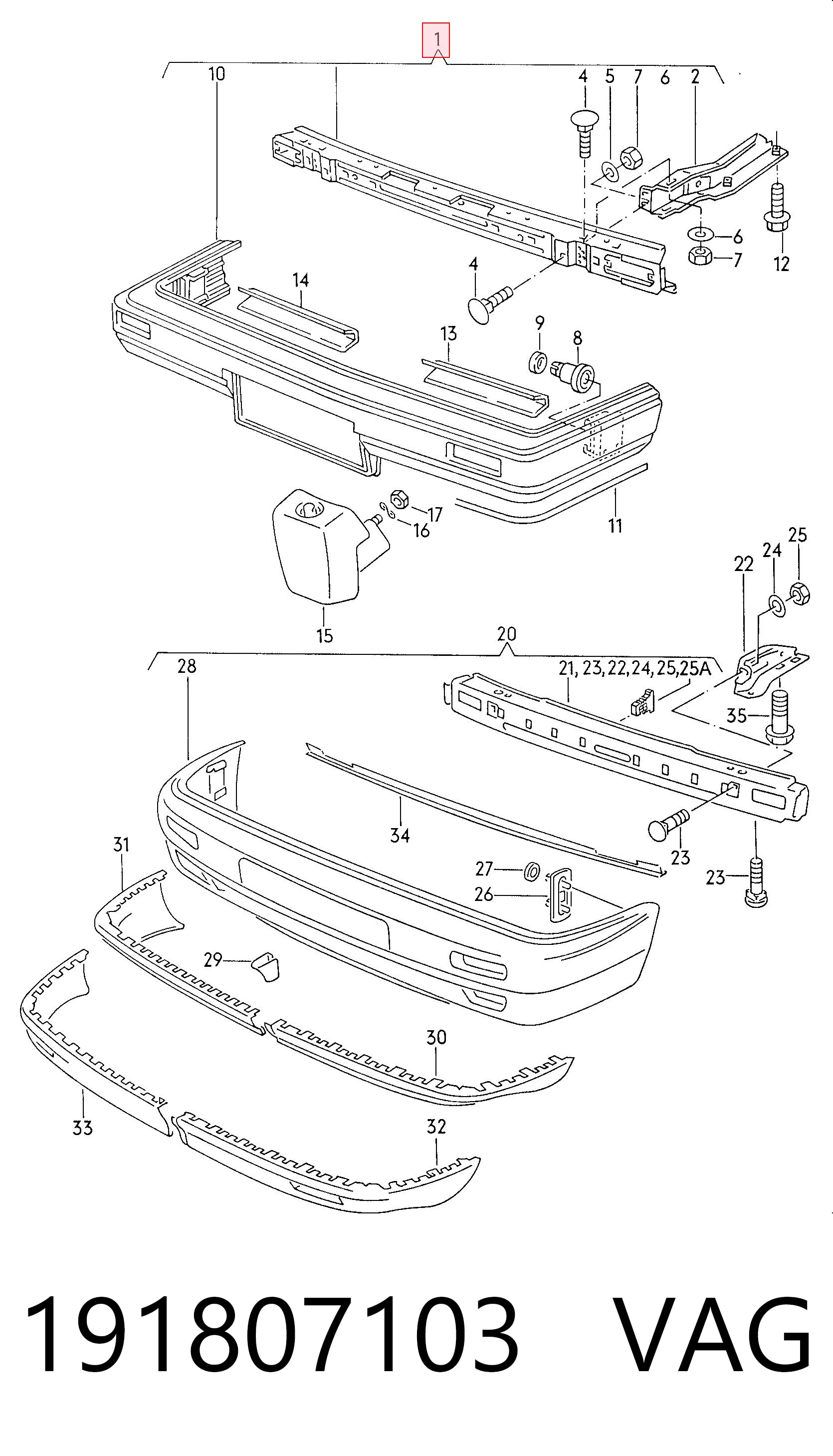 Pára-choque dianteiro para Volkswagen Jetta II 19E, 1G2, 165, 167