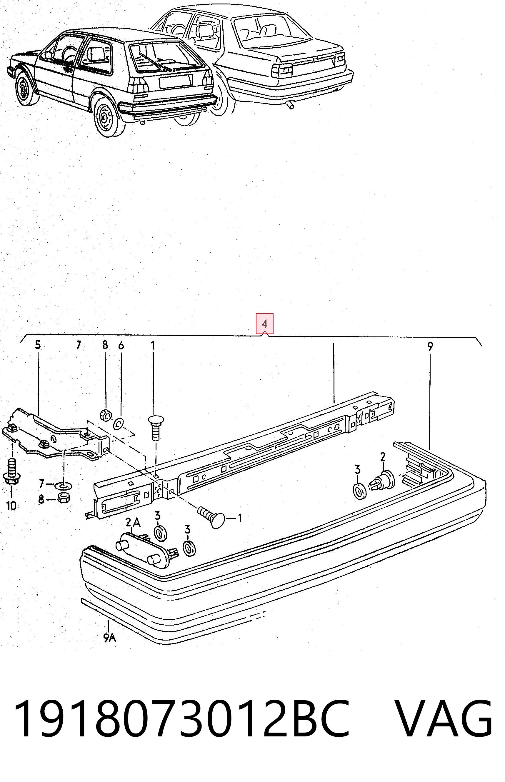 Pára-choque traseiro Volkswagen Golf II 19E, 1G1 ao melhor preço