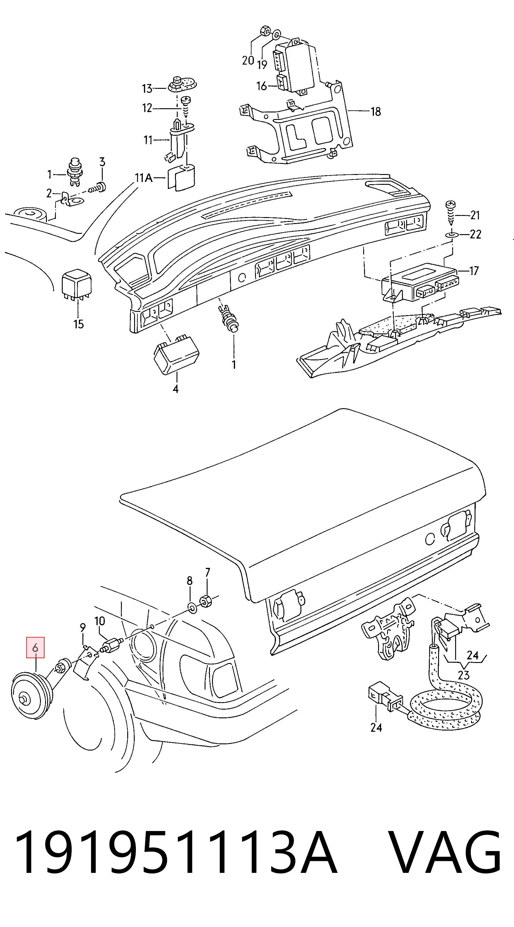 Sinal sonoro (cláxon) Audi 100 4A2 ao melhor preço