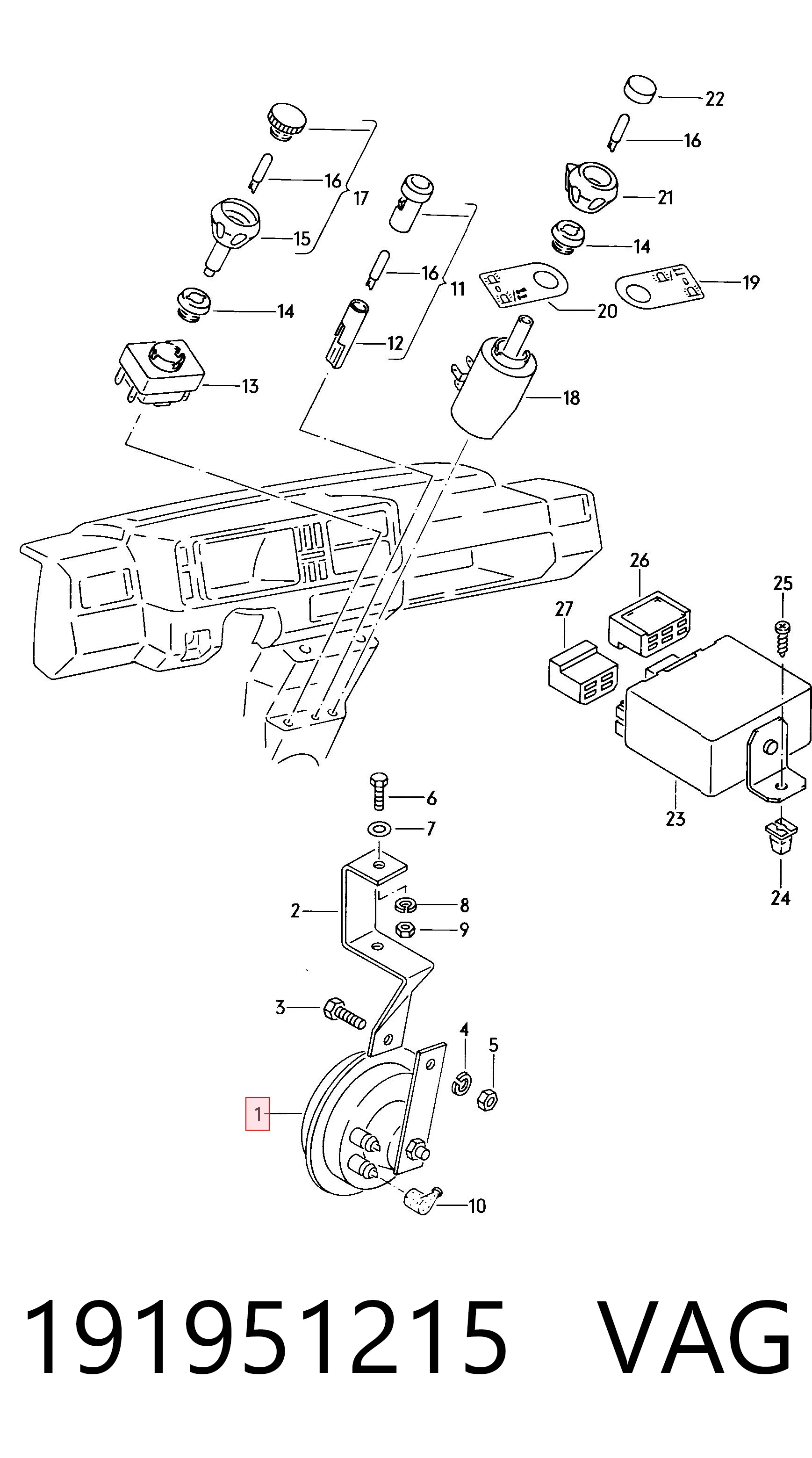 Sinal sonoro (cláxon) Volkswagen LT II 2DB, 2DE, 2DK ao melhor preço