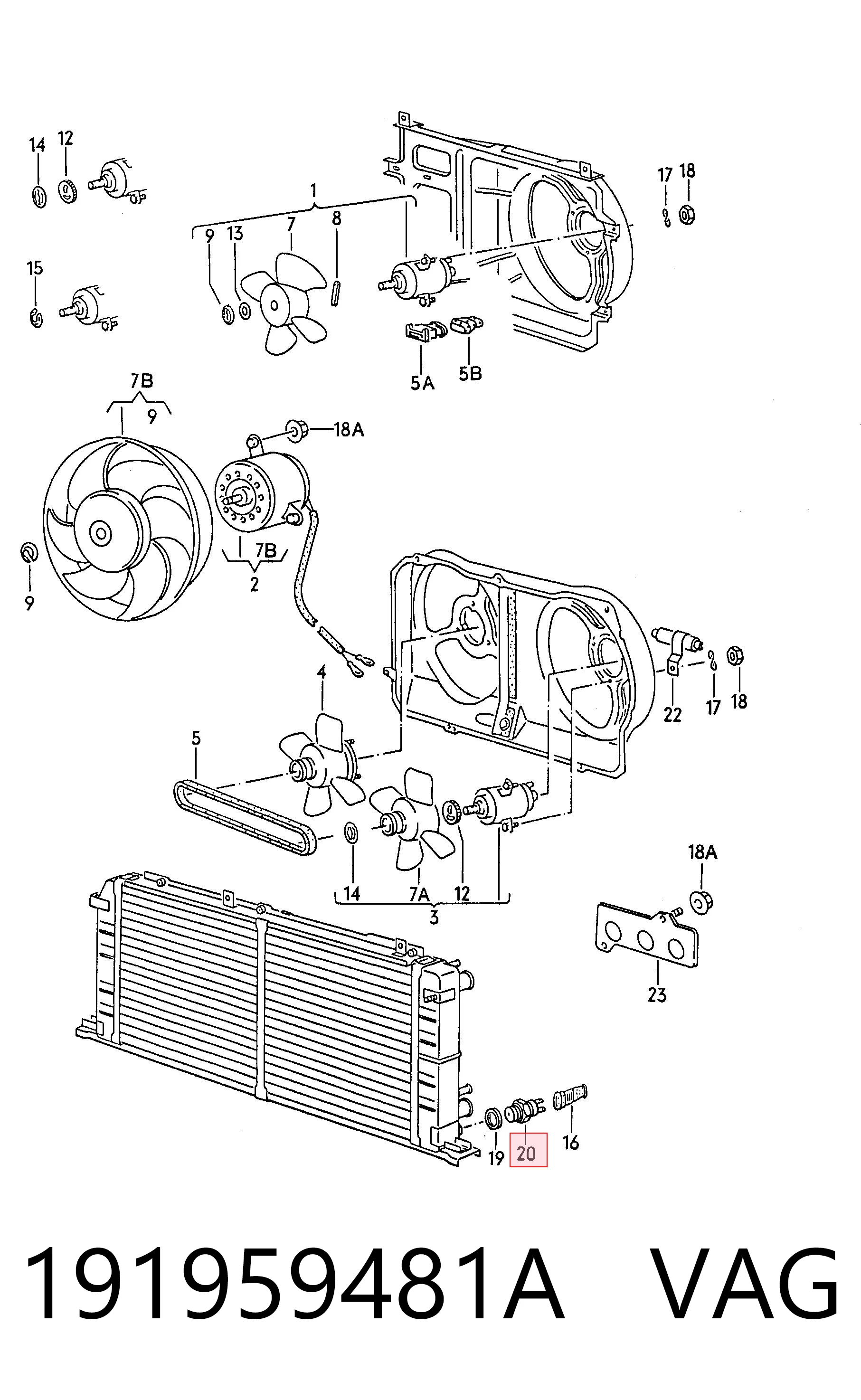 191959481A VAG Sensor de temperatura do fluido de esfriamento (de ativação de ventilador do radiador)