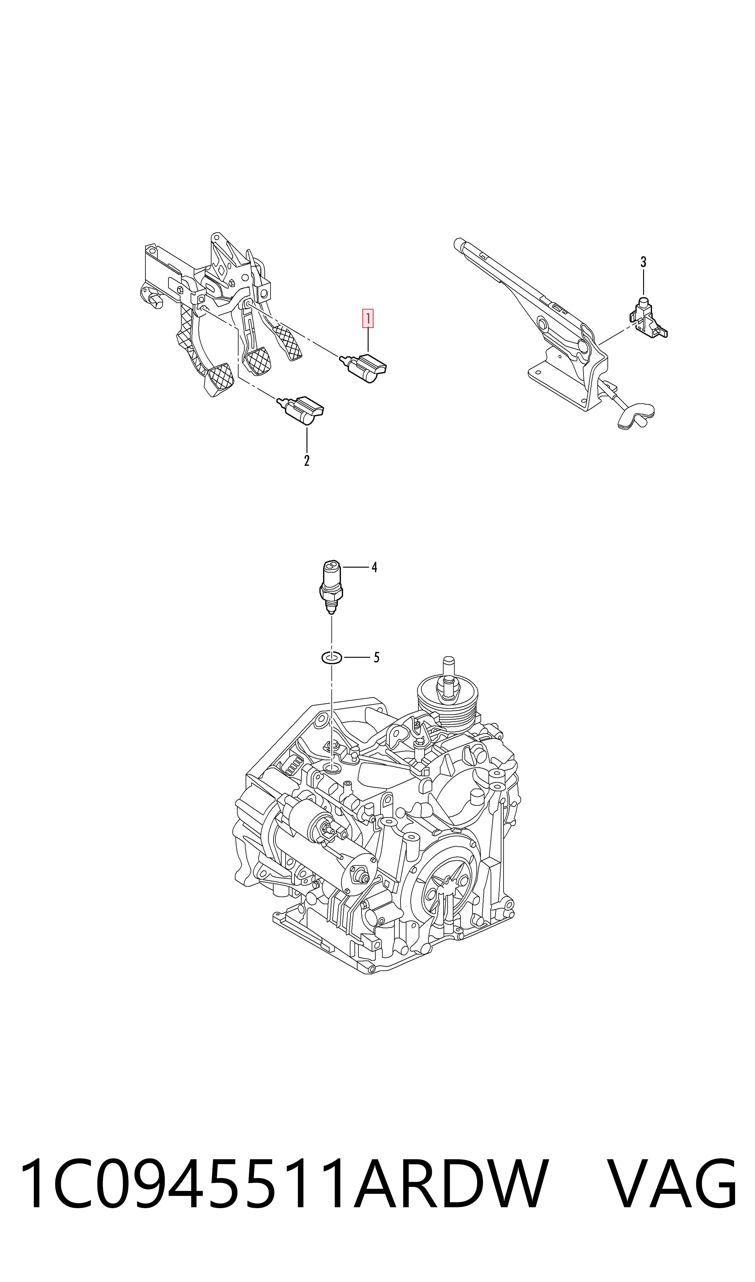 Compre 1C0945511ARDW VAG Sensor de ativação do sinal de parada