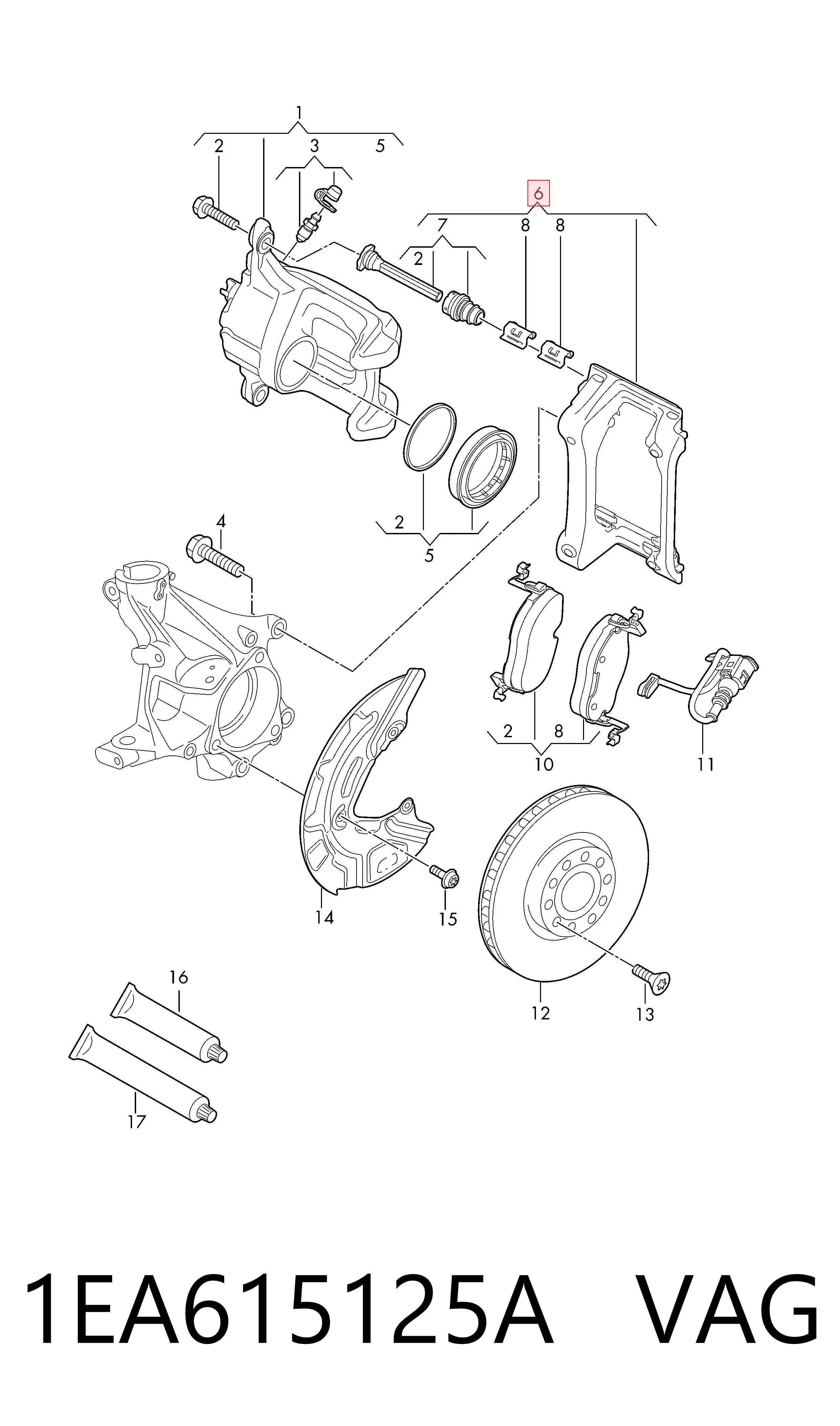  Kit de reparação de suporte do freio dianteiro Mercedes A hatchback (W177) (2018 - 2026) 