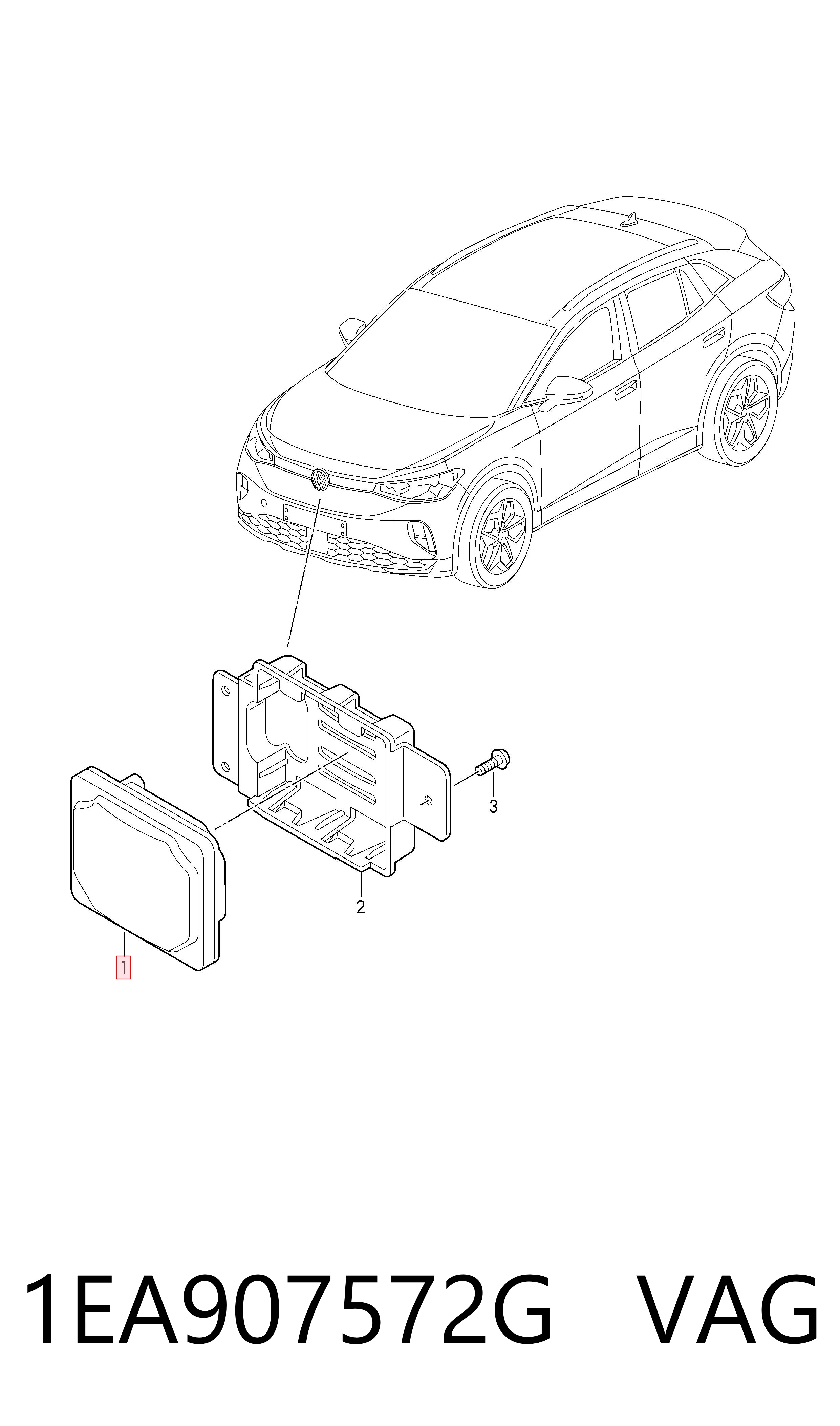 1EA907572G VAG Sensor de radar de distância