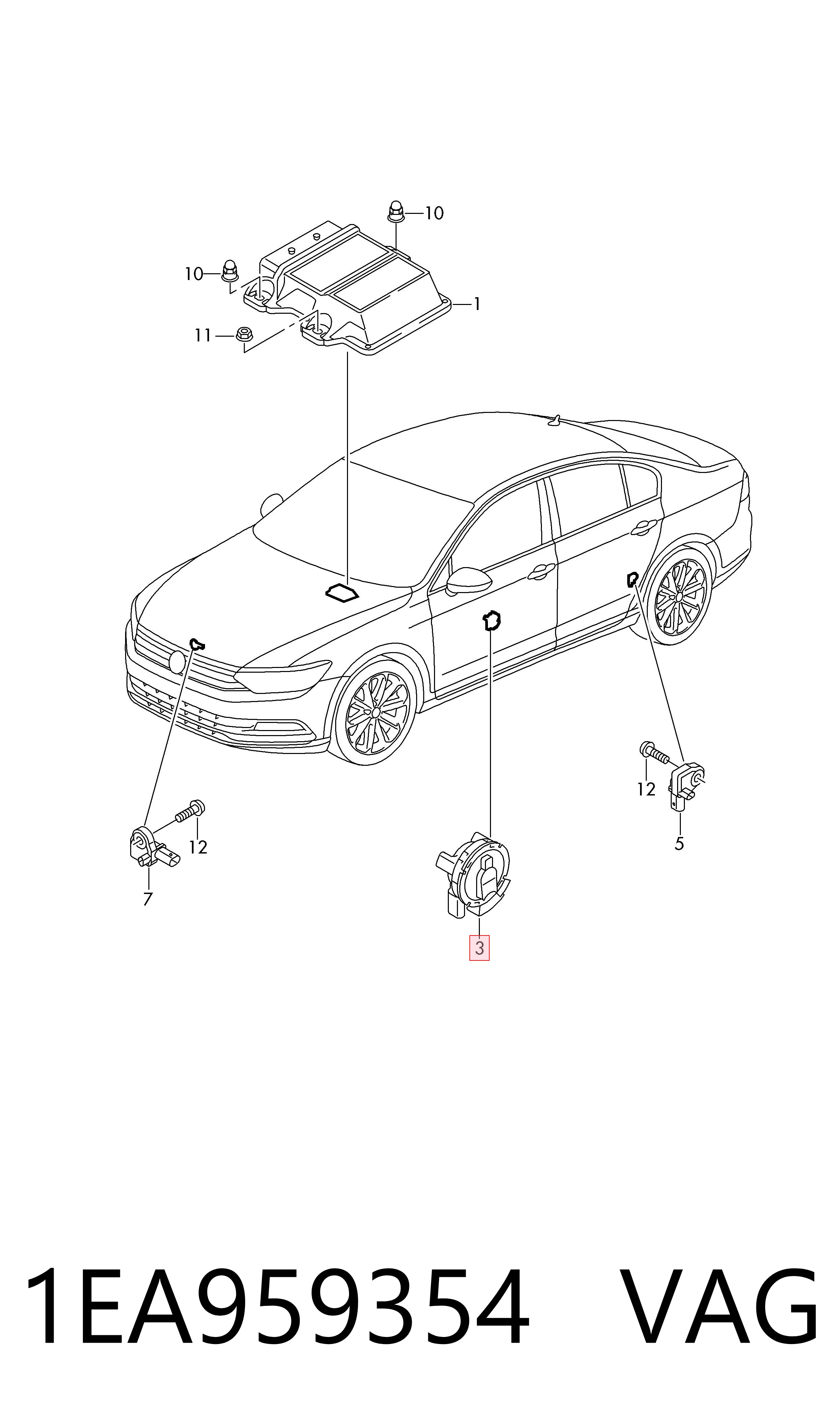 Sensor AIRBAG dianteiro VAG 1EA959354 preço, a partir de 59,59 USD