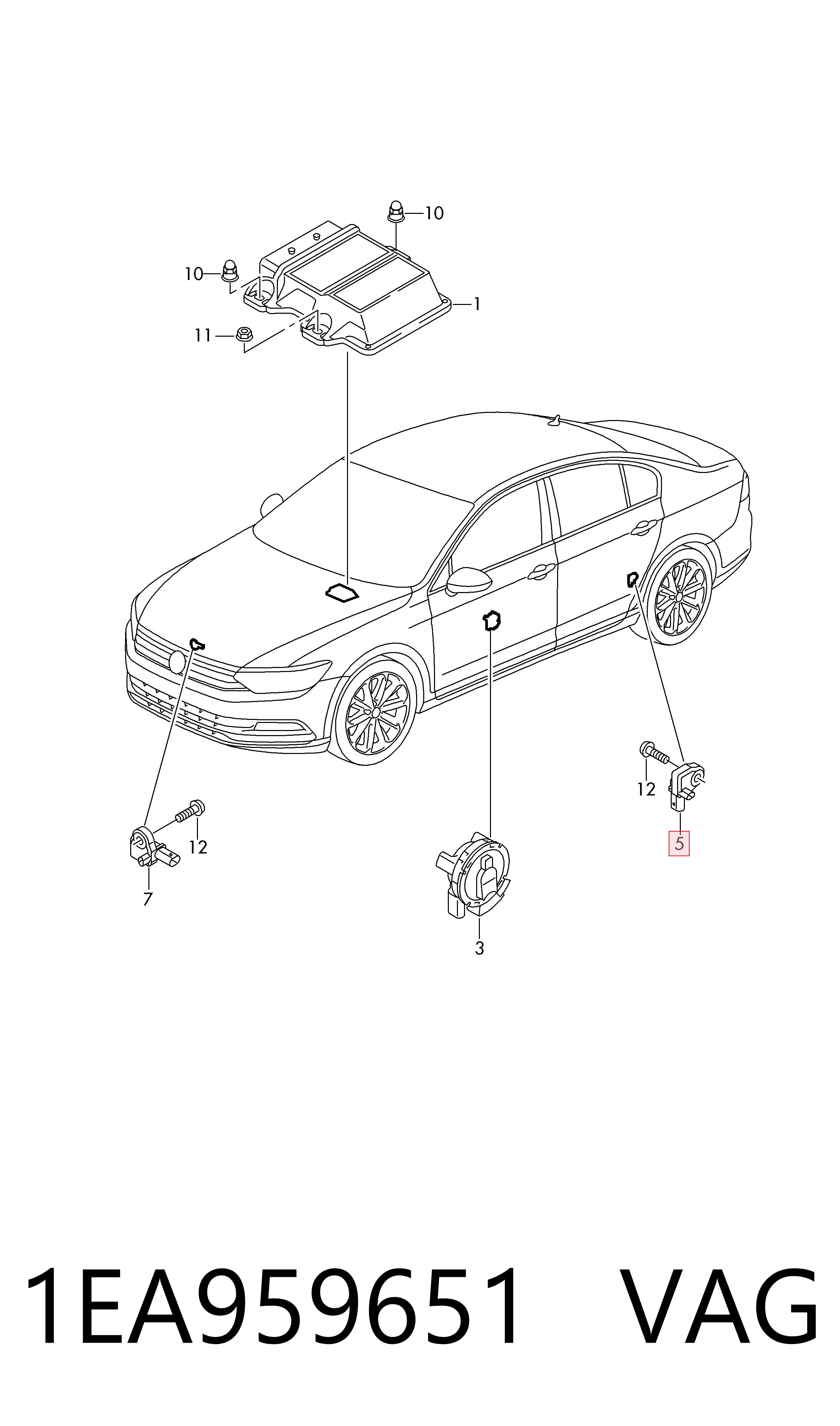 Sensor AIRBAG dianteiro VAG 1EA959651 preço, a partir de 83,43 USD