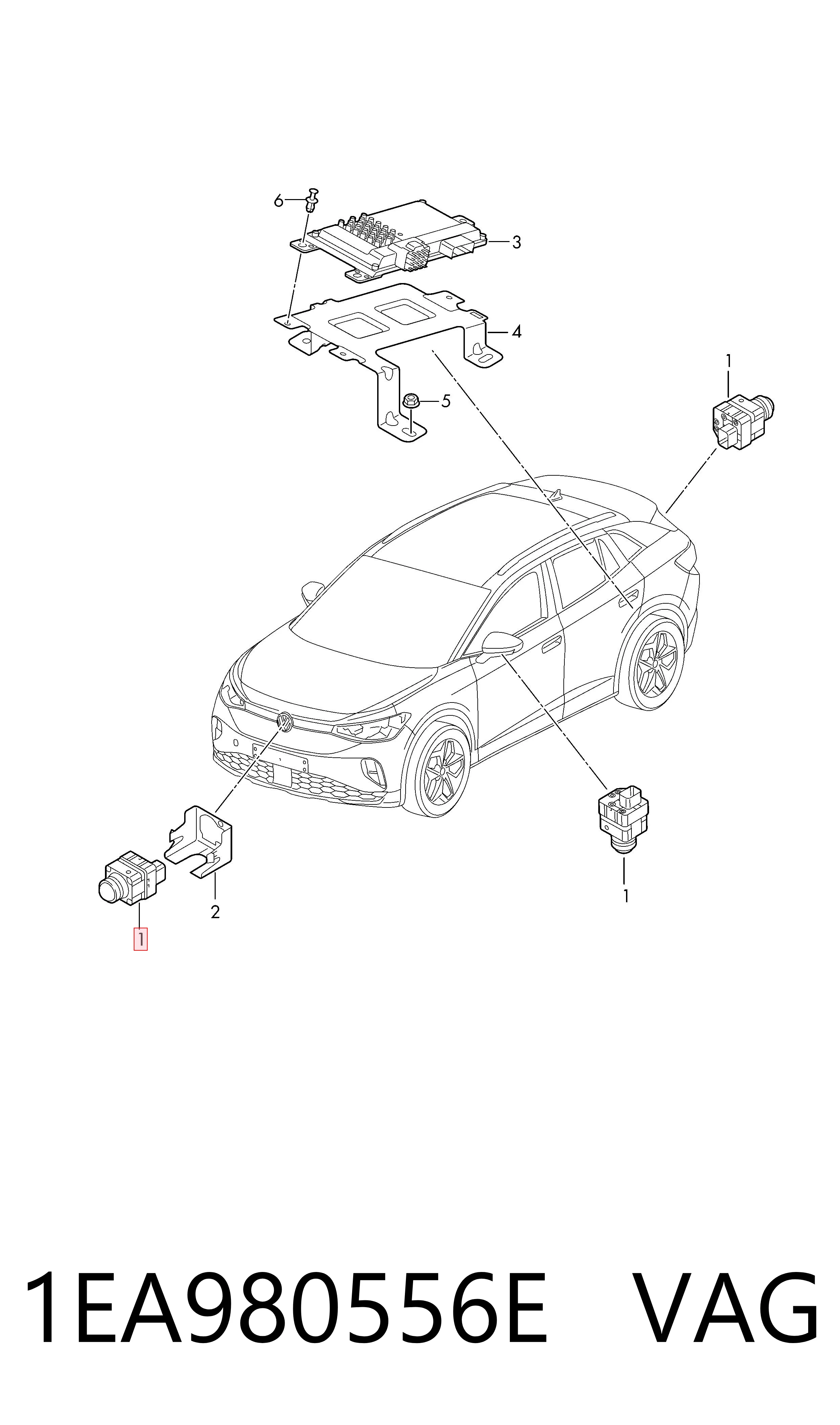 1EA980556E VAG Câmara do sistema para asseguramento de visibilidade