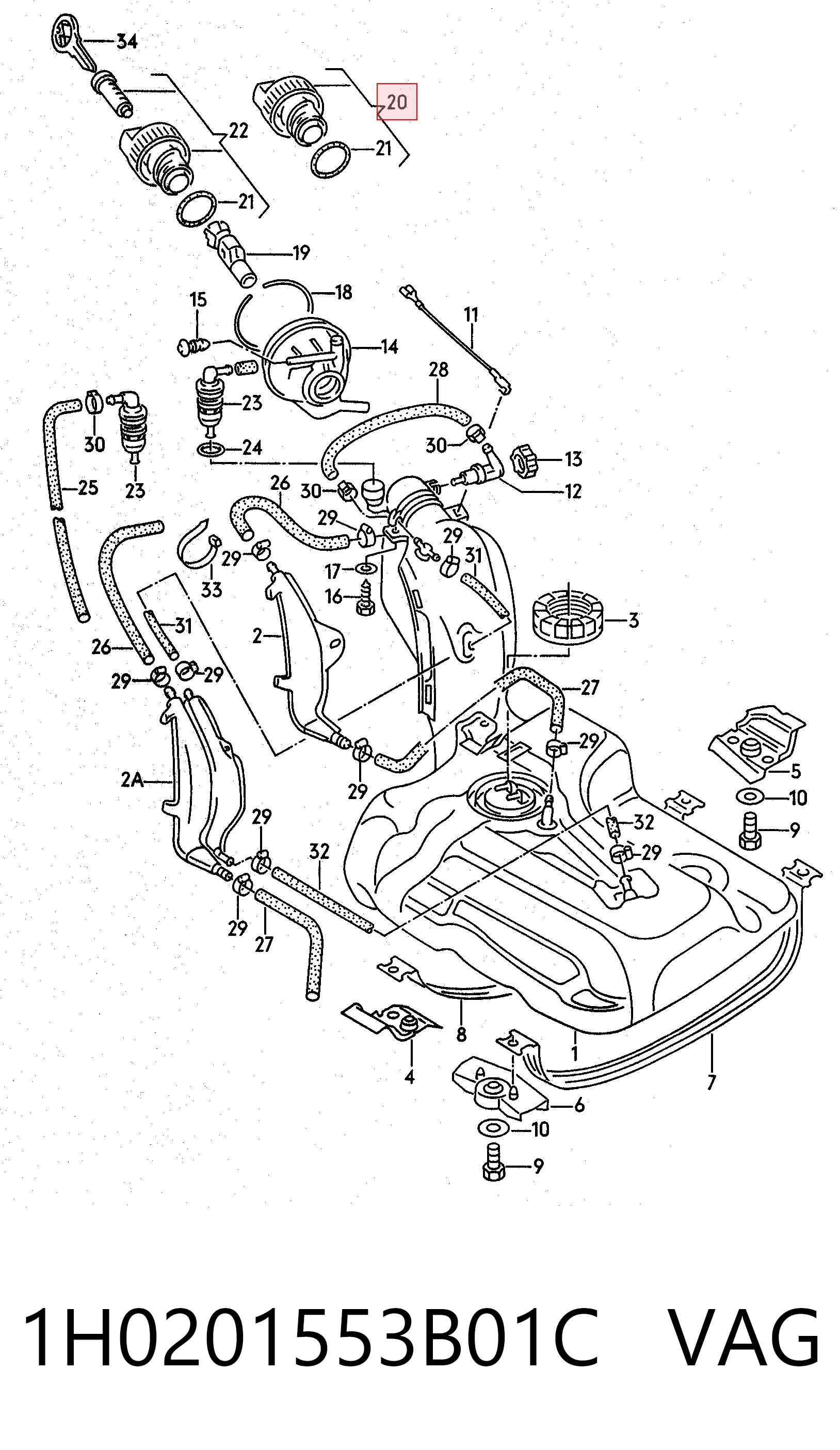 Tampa (tampão) do tanque de combustível Audi A4 8E2 ao melhor preço