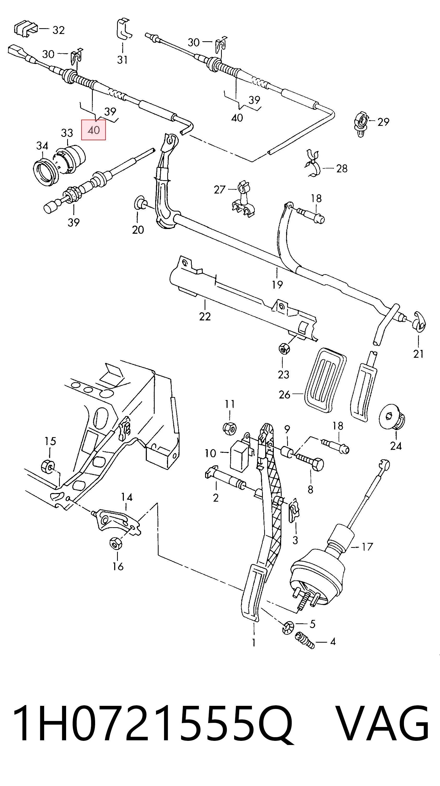 Cabo/pedal de gás (de acelerador) para Seat Cordoba 6K2