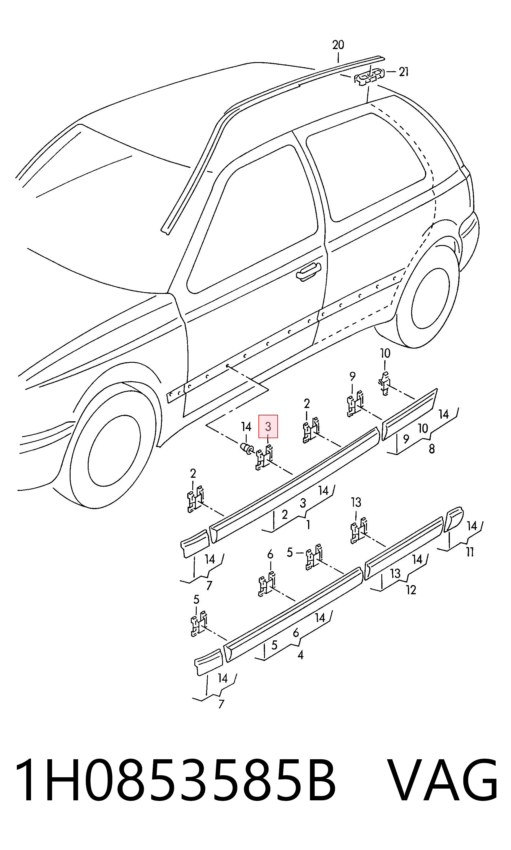 1H0853585B VAG Cápsula (prendedor) de fixação de placas sobrepostas do acesso