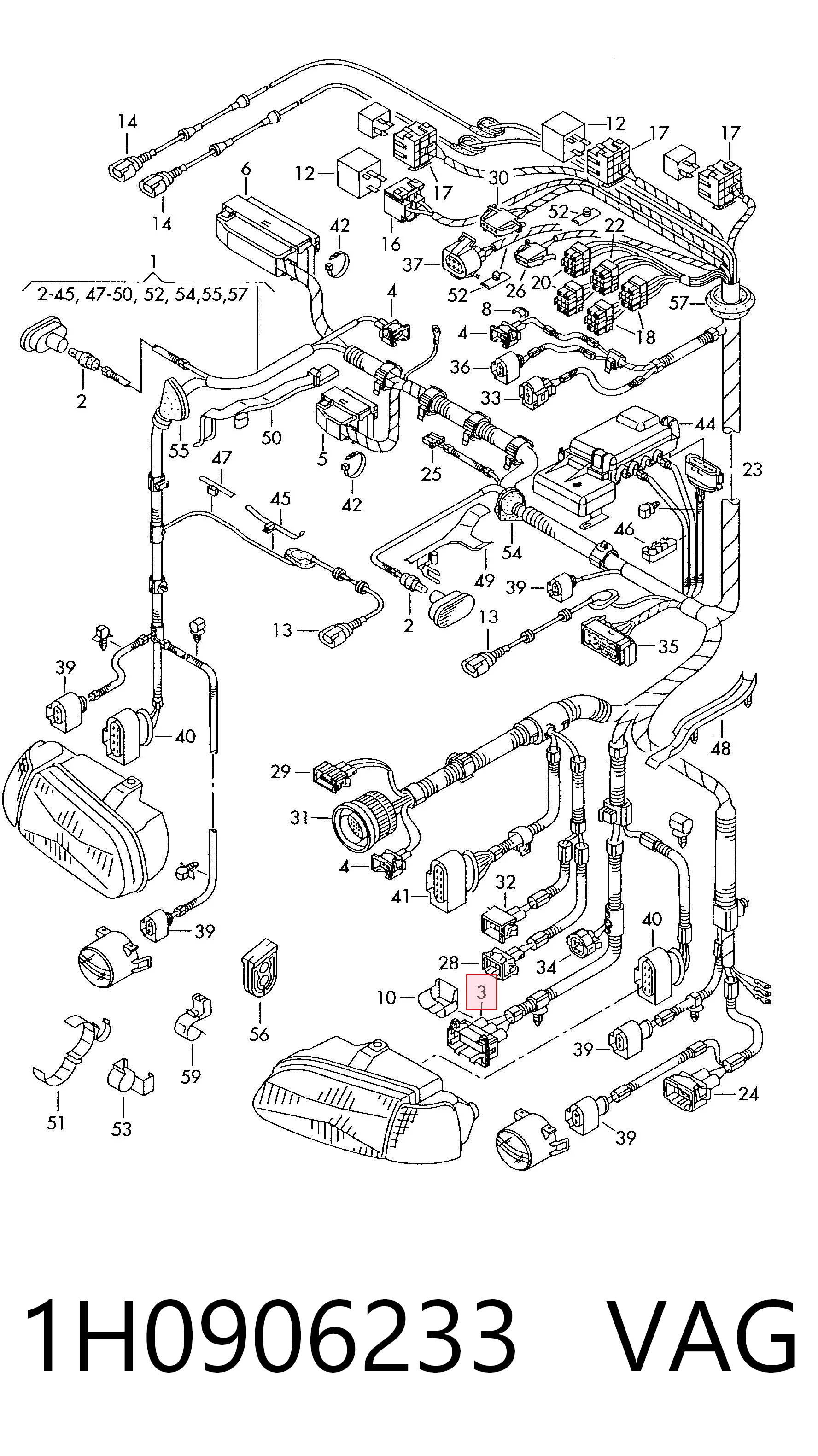 1H0906233 VAG Ventilador elétrico de esfriamento montado (motor + roda de aletas)