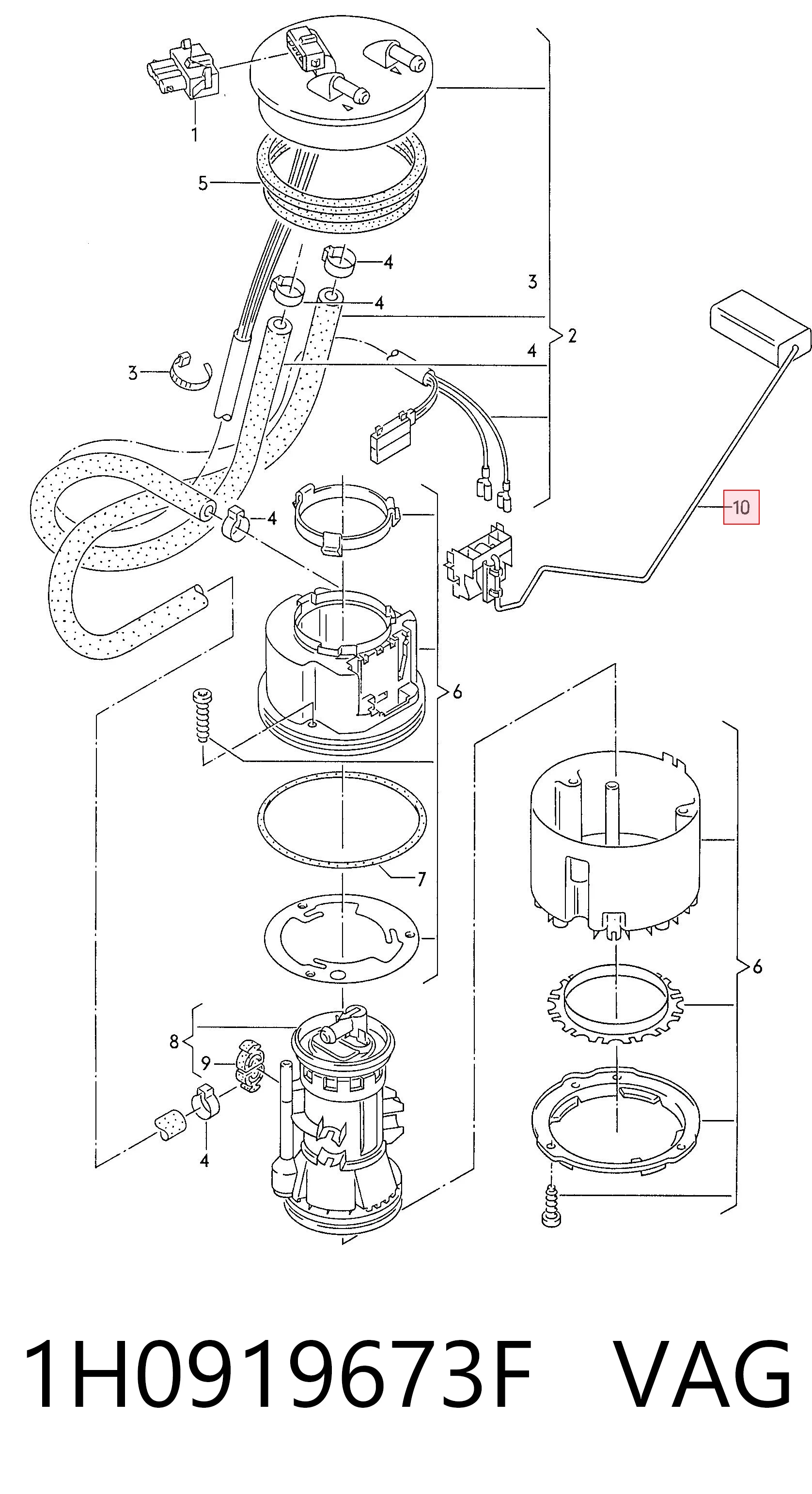 Sensor do nível de combustível no tanque Volkswagen Golf II 19E, 1G1