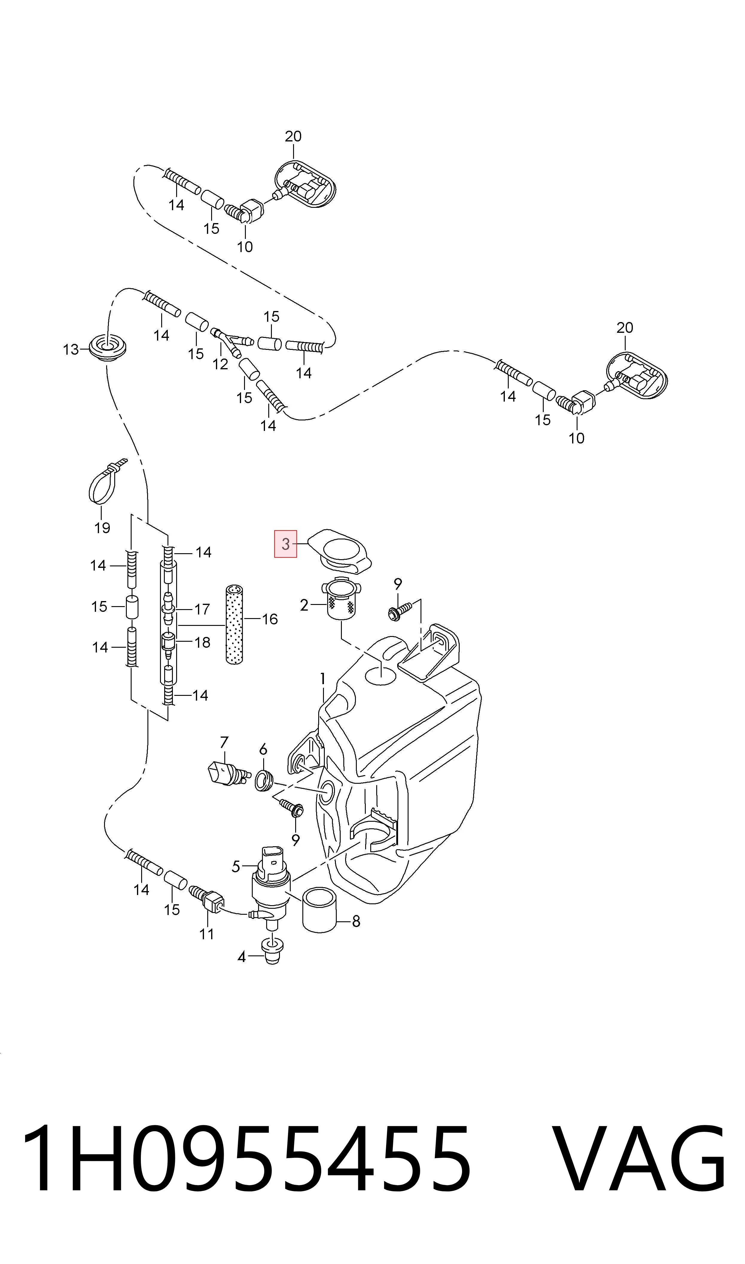 Tampa de tanque de fluido para lavador VAG 1H0955455 preço, a partir de 3,92 USD