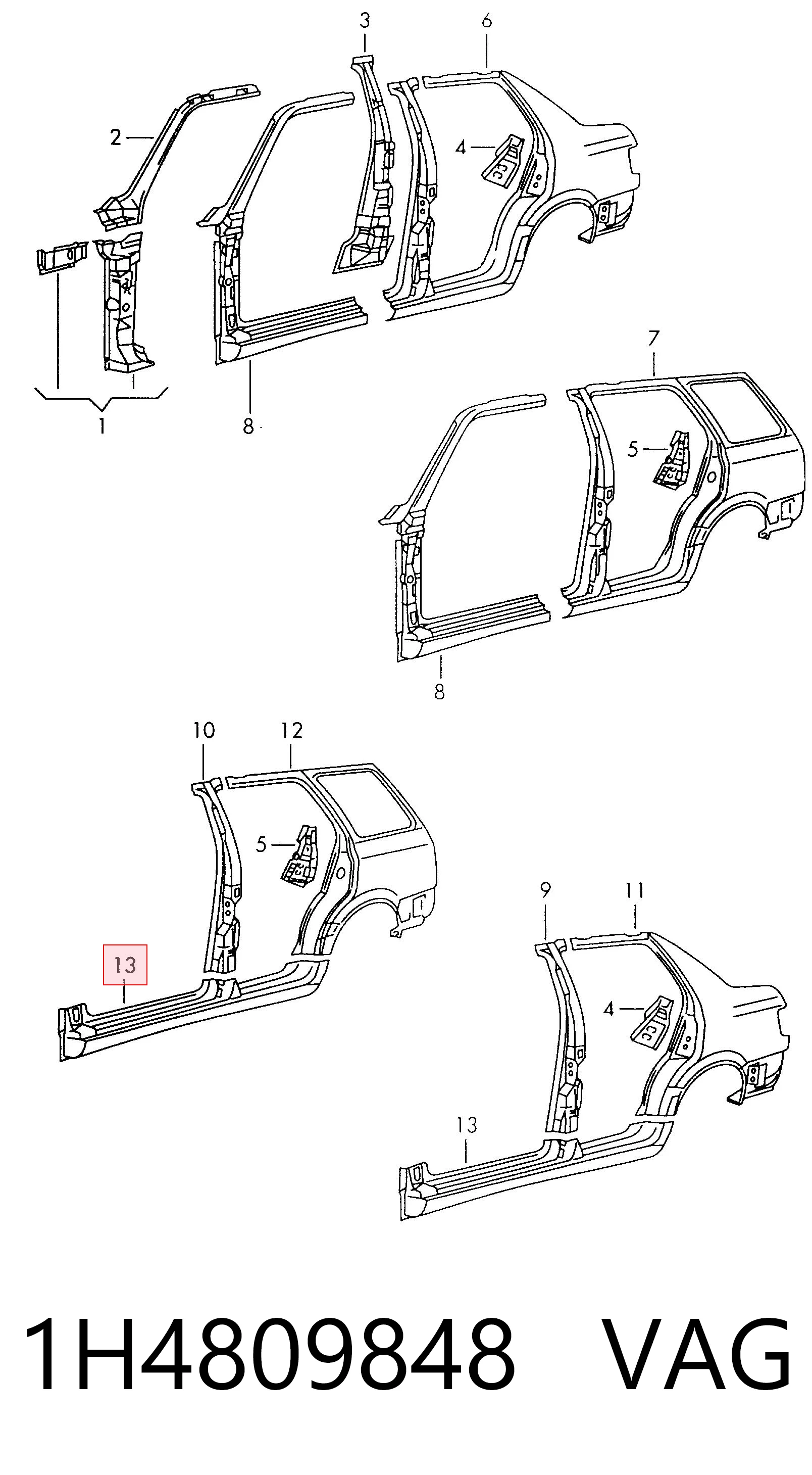 Acesso externo direito Volkswagen Golf III 1H1 ao melhor preço