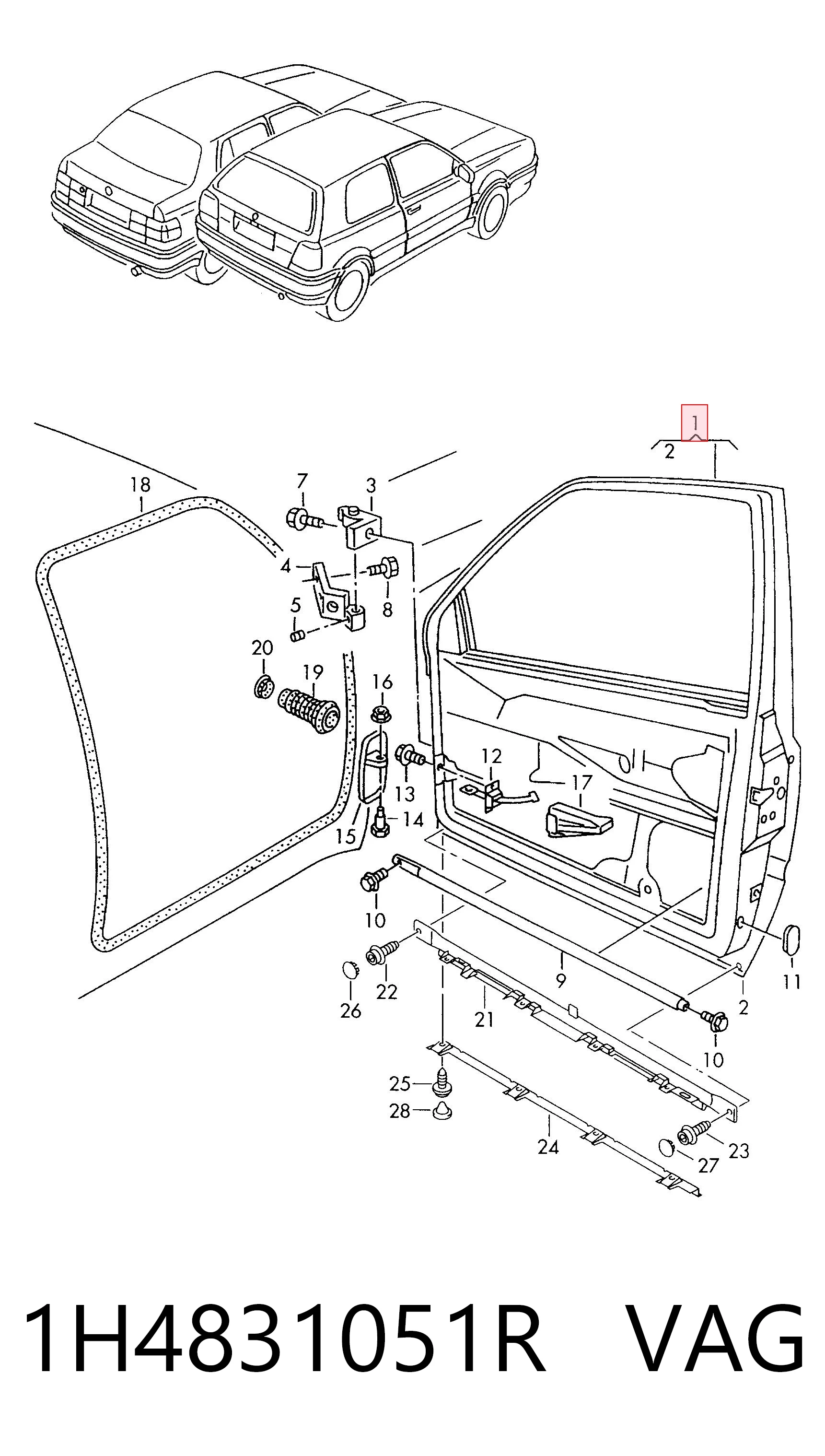 Porta dianteira esquerda Volkswagen Golf III 1H1 ao melhor preço