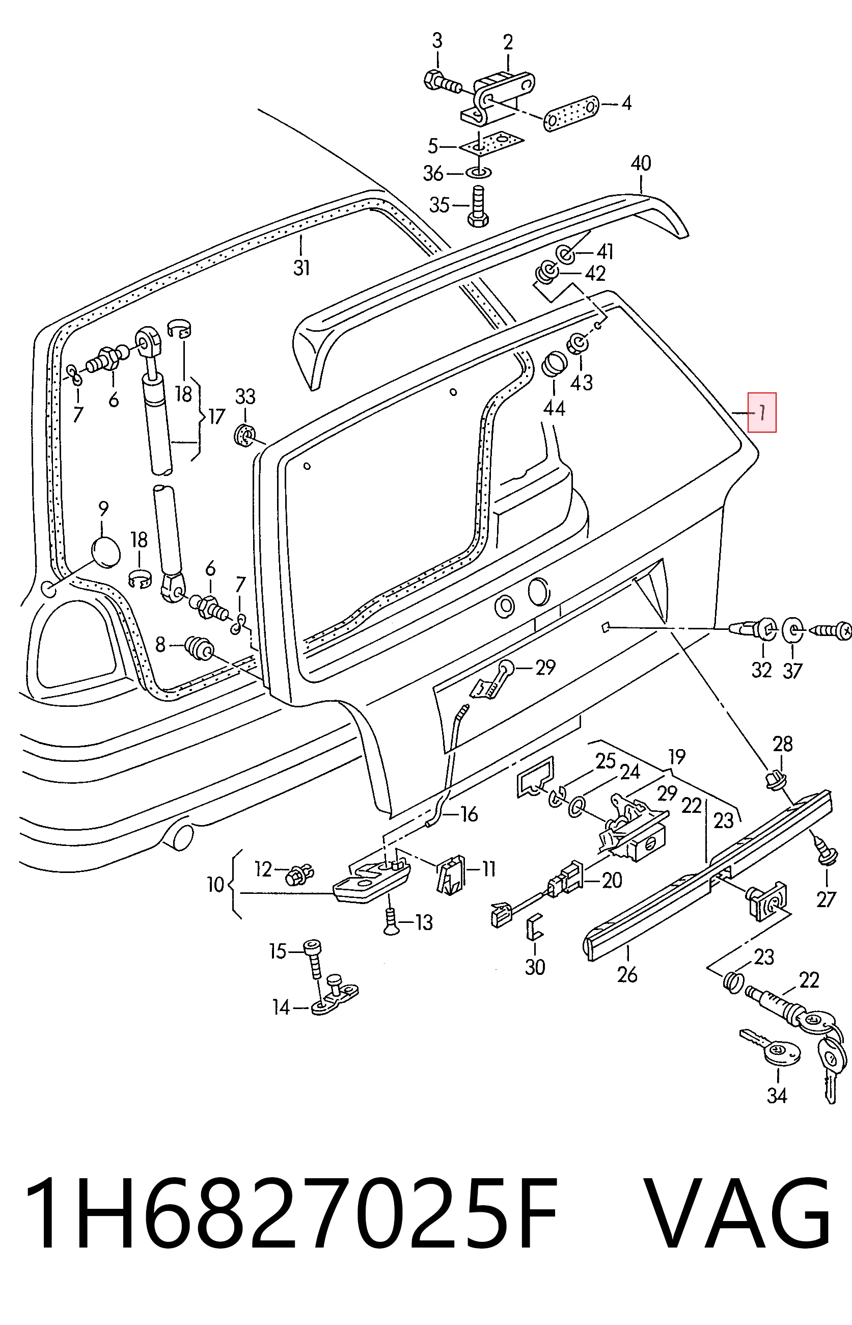 Porta traseira (3ª/5ª porta-malas (tampa de alcapão) Volkswagen Golf III 1H1 ao melhor preço