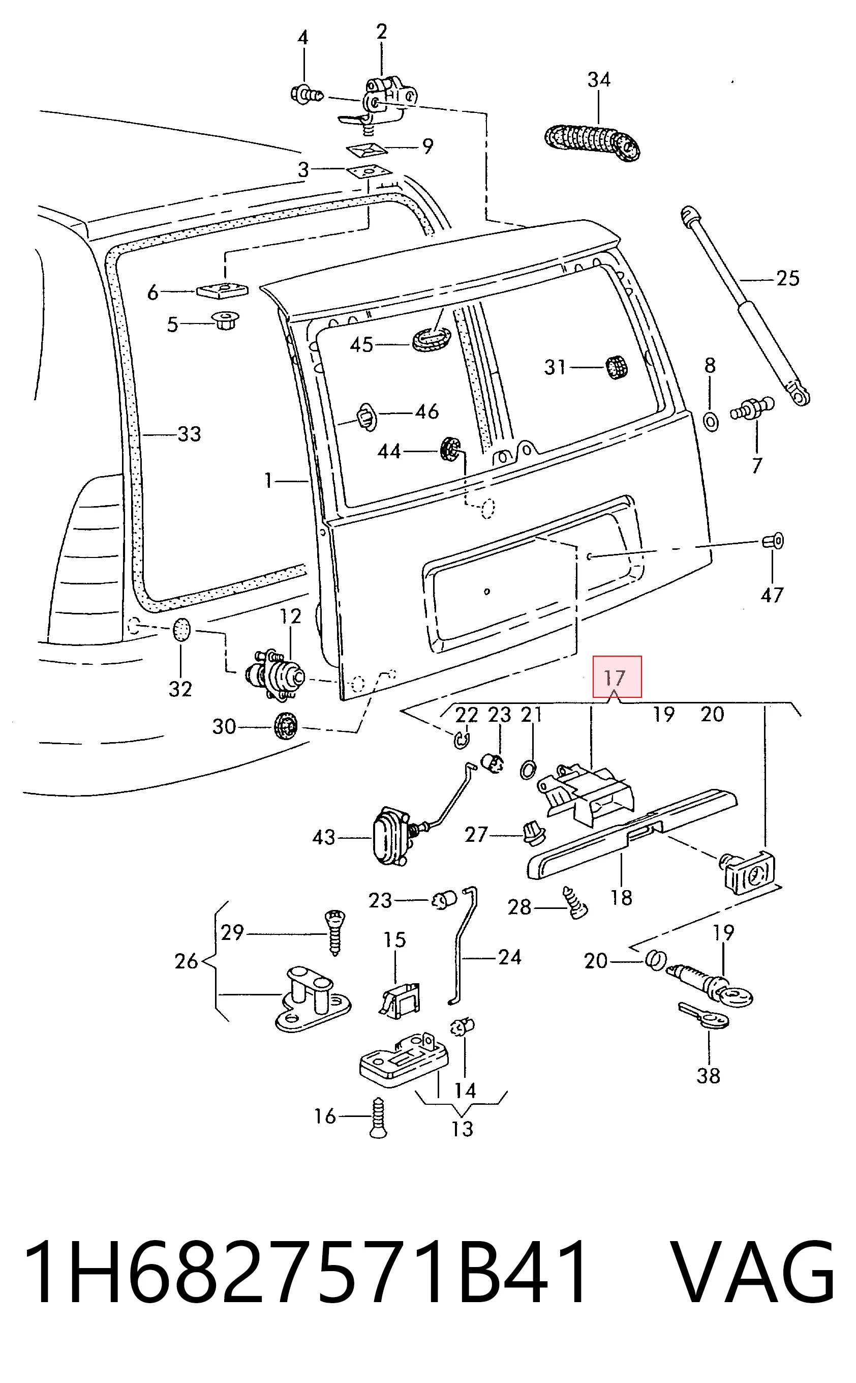 Fecho de tampa de porta-malas (de 3ª/5ª porta traseira) para Volkswagen Golf 1H1