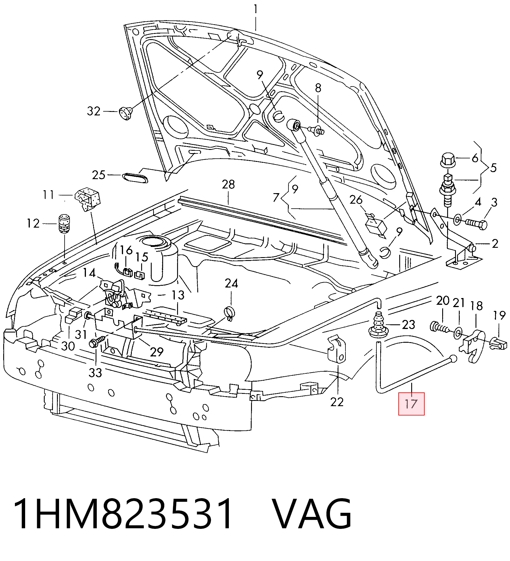 Cabo de abertura da capota Volkswagen Golf IV 1J1