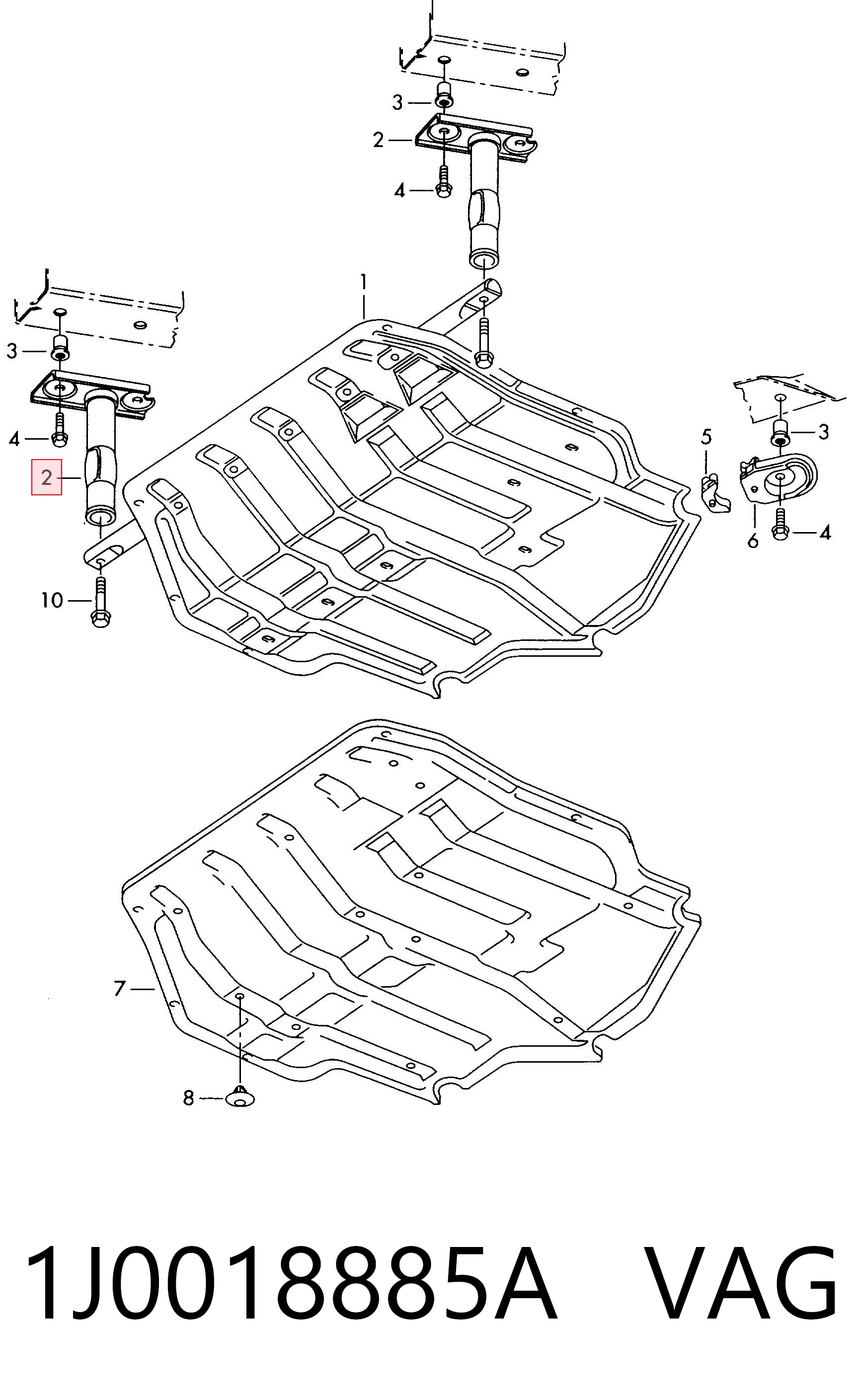 1J0018885A VAG Consola de fixação de proteção de motor