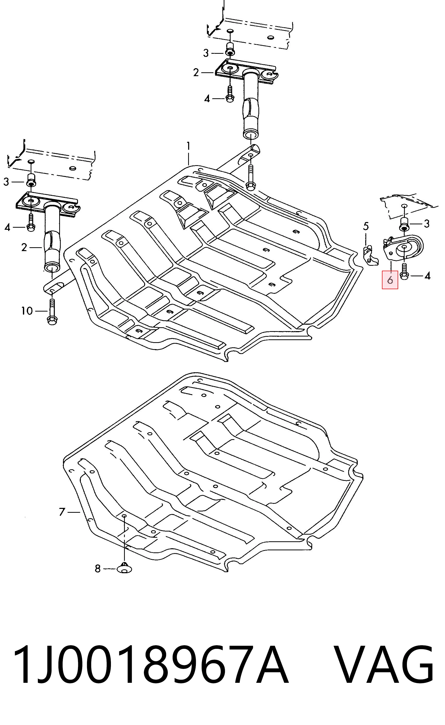 1J0018967A VAG Consola de fixação de proteção de motor