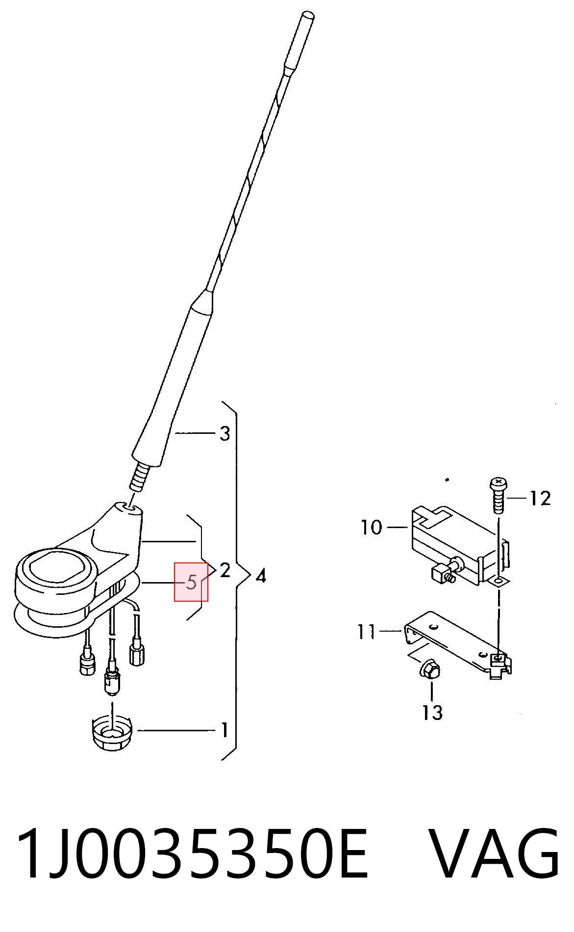 1J0035350E VAG Compactador de antena