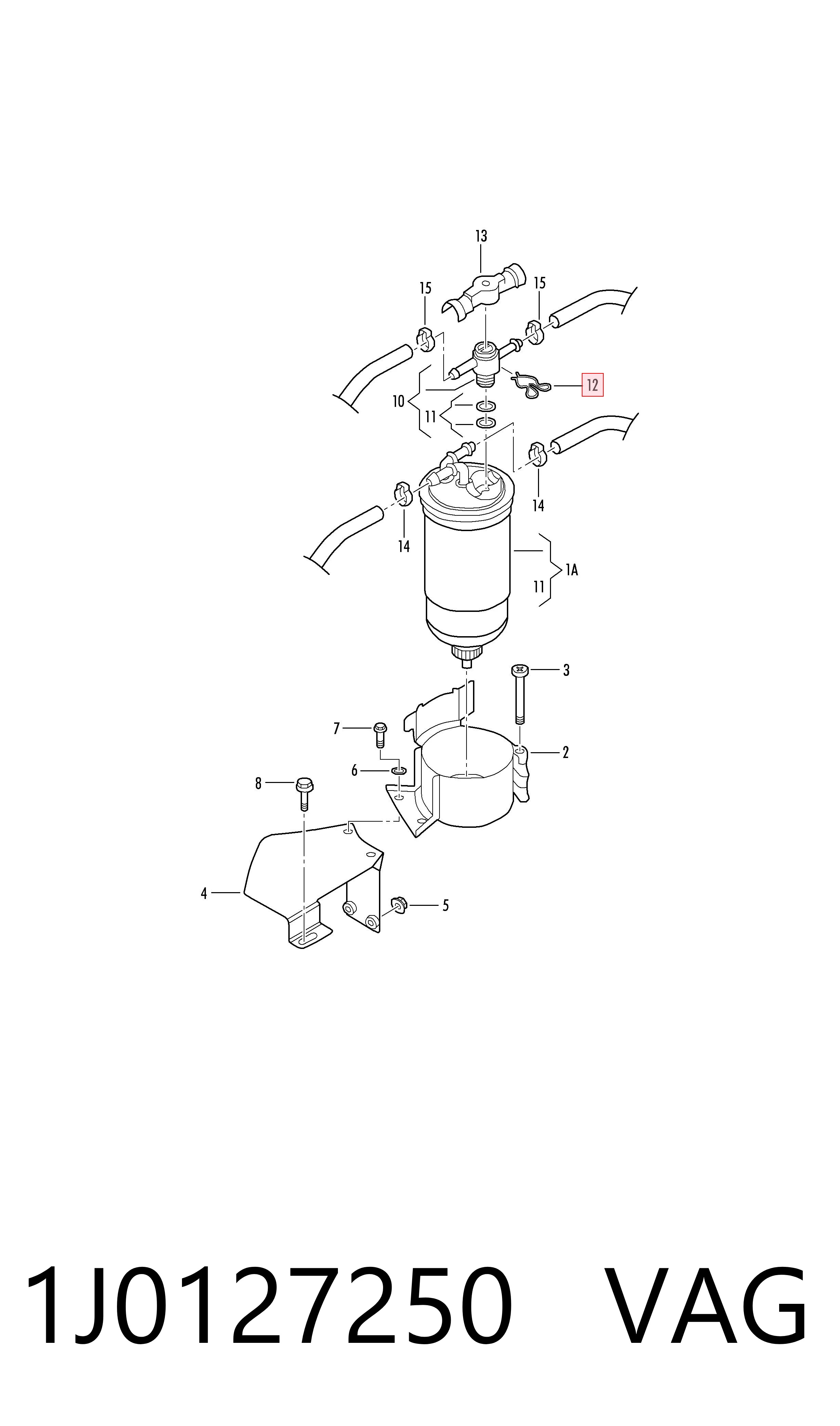 1J0127250 VAG Suporte do conector do filtro de combustível