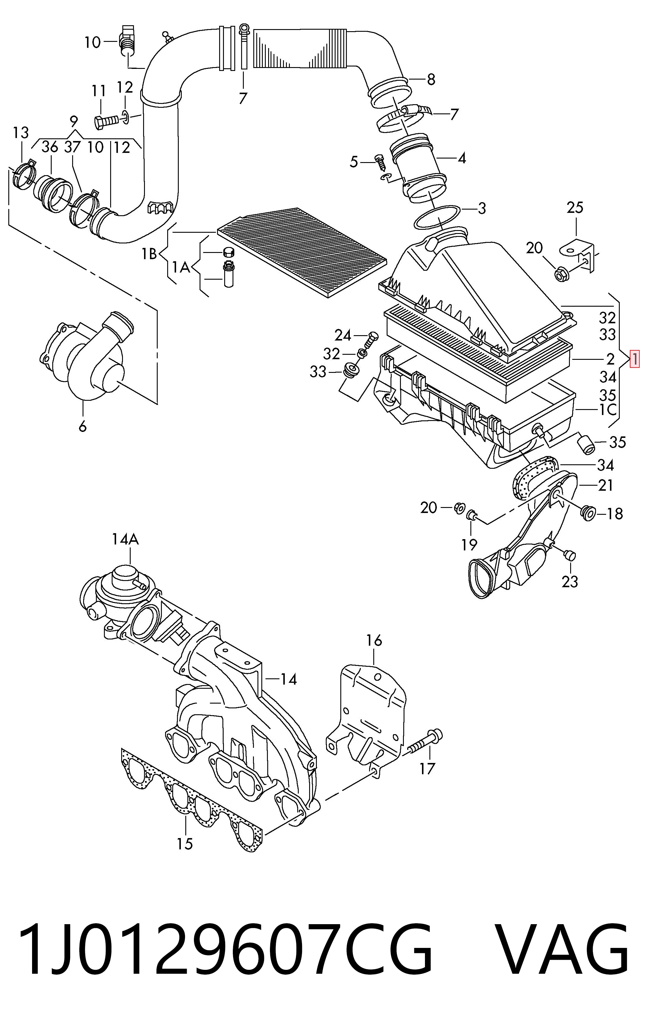 Caixa de filtro de ar Seat Toledo II 1M2