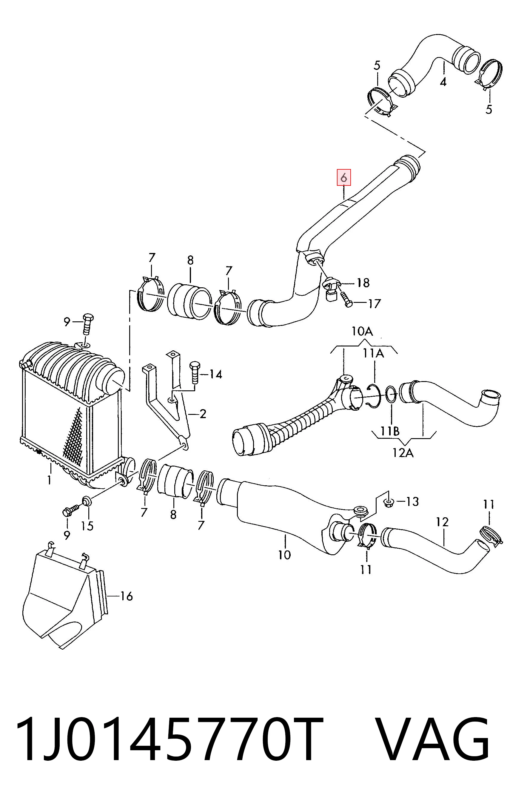 Mangueira (cano derivado) de intercooler VAG 1J0145770T preço, a partir de 81,19 USD