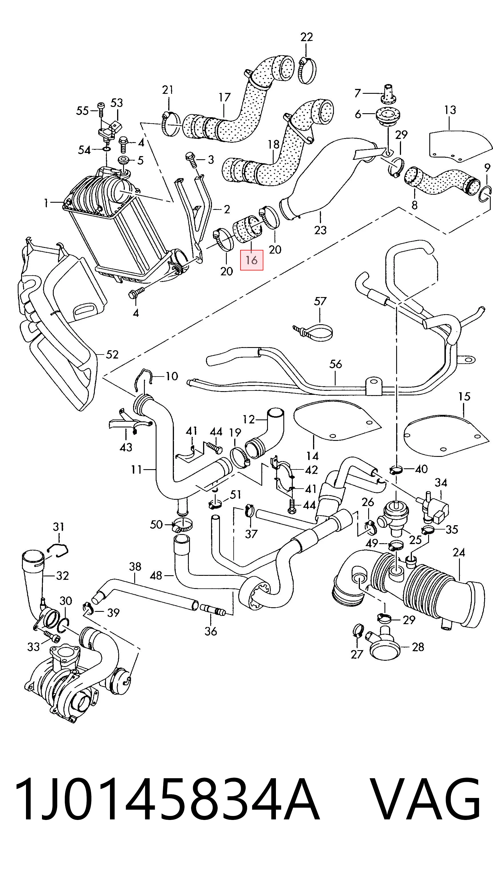 1J0145834A VAG Mangueira (cano derivado) de intercooler