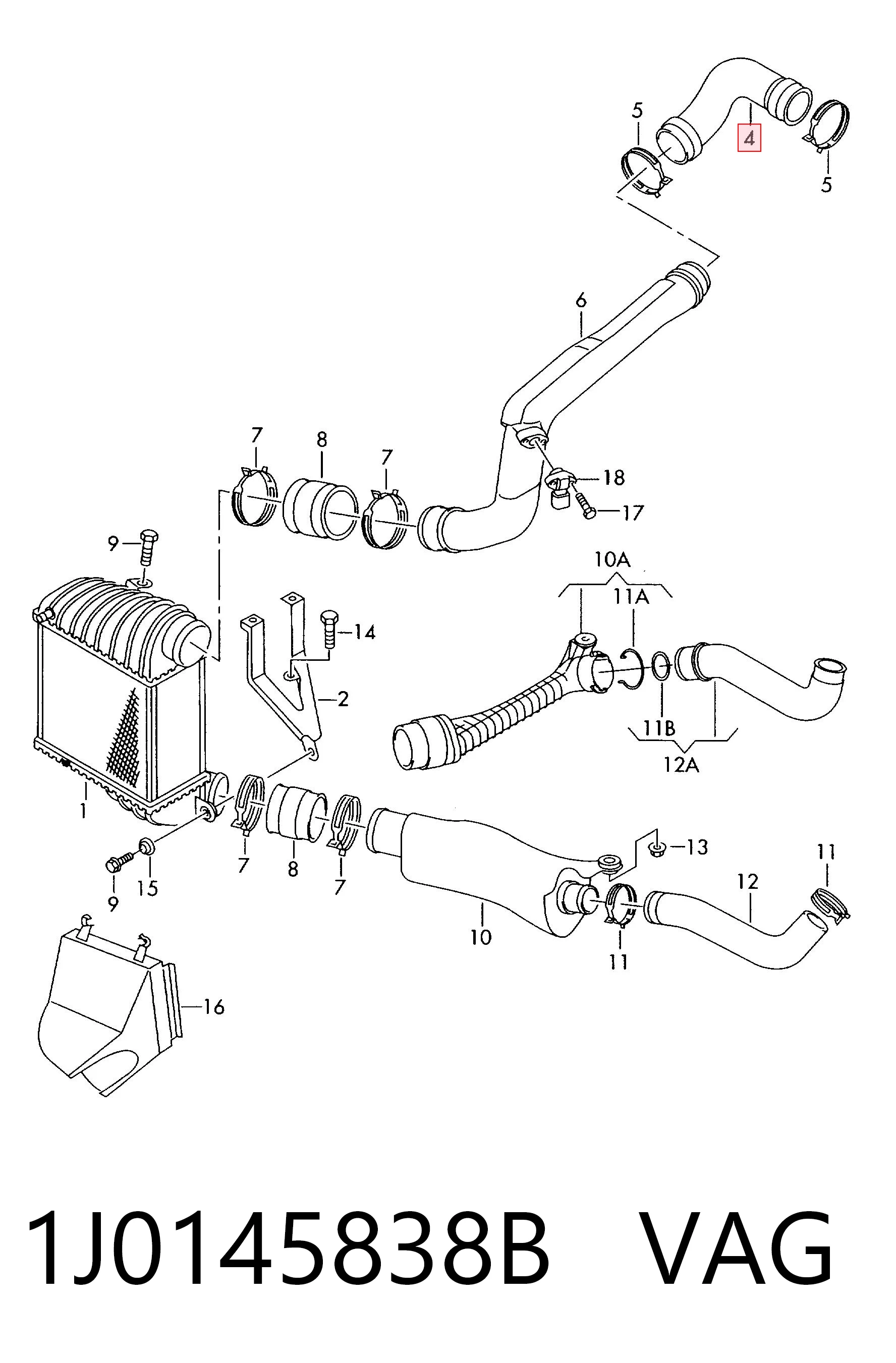 1J0145838B VAG Cano derivado de ar, saída de turbina (supercompressão)