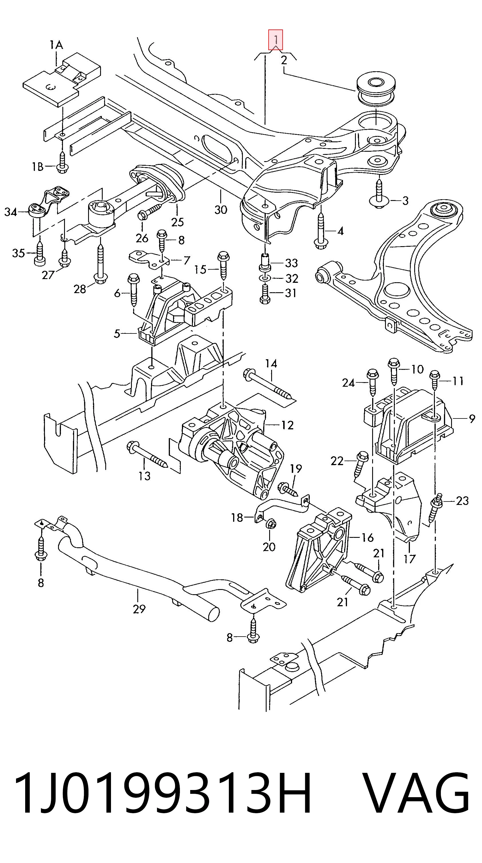 Viga de suspensão dianteira (plataforma veicular) para Skoda Octavia 1U5