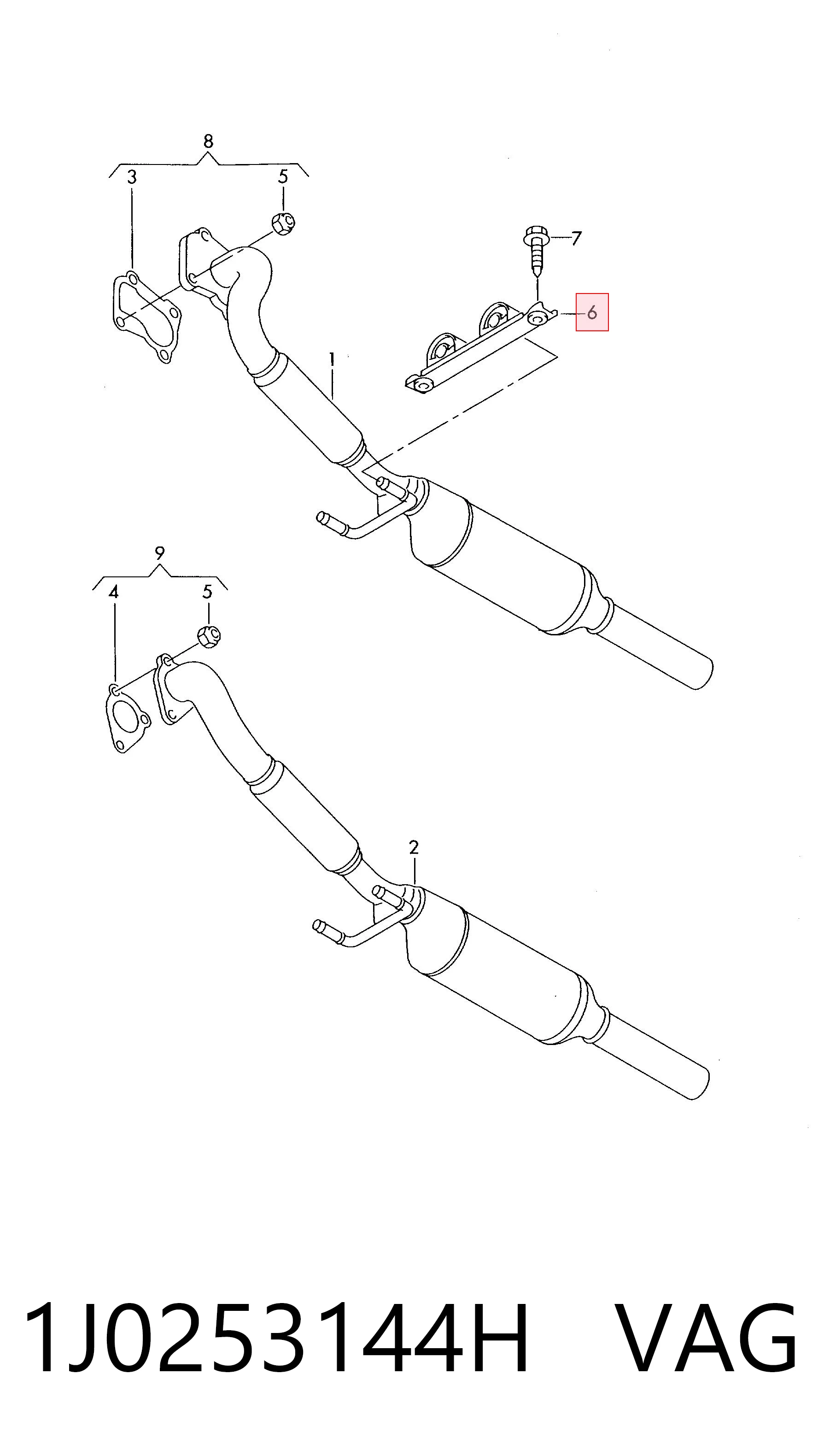 1J0253144H VAG Coxim de fixação do silenciador