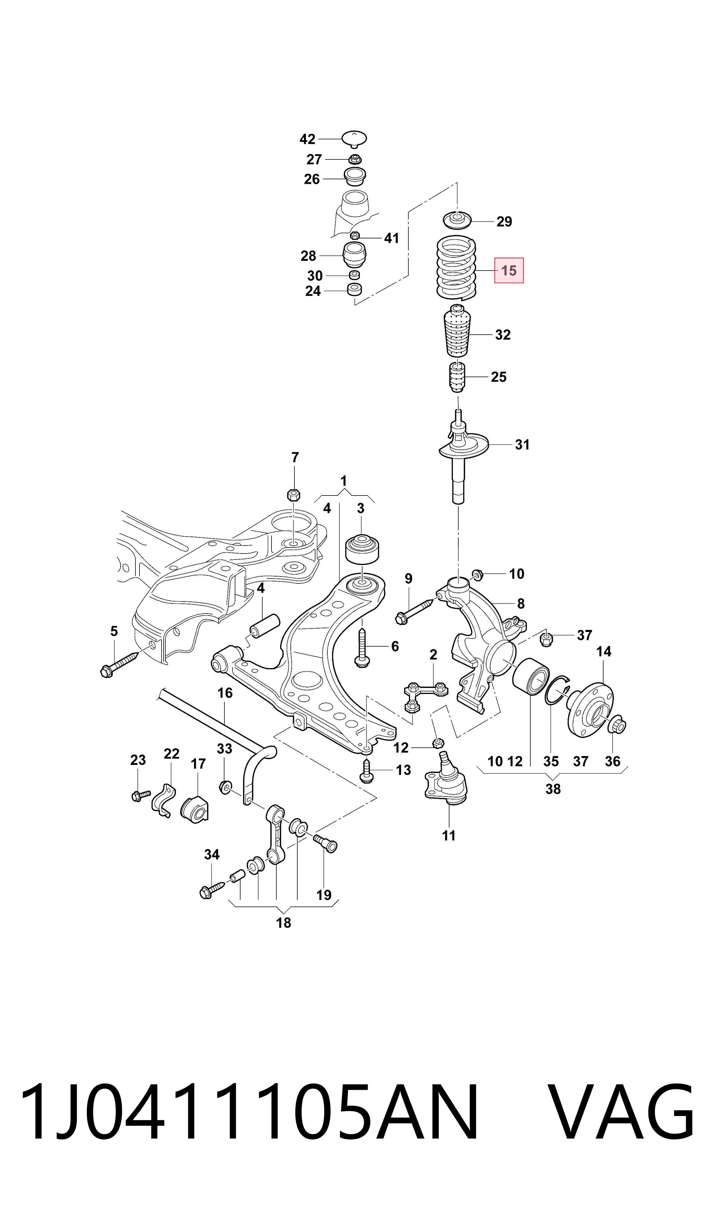 Mola dianteira para Volkswagen Golf 1H1
