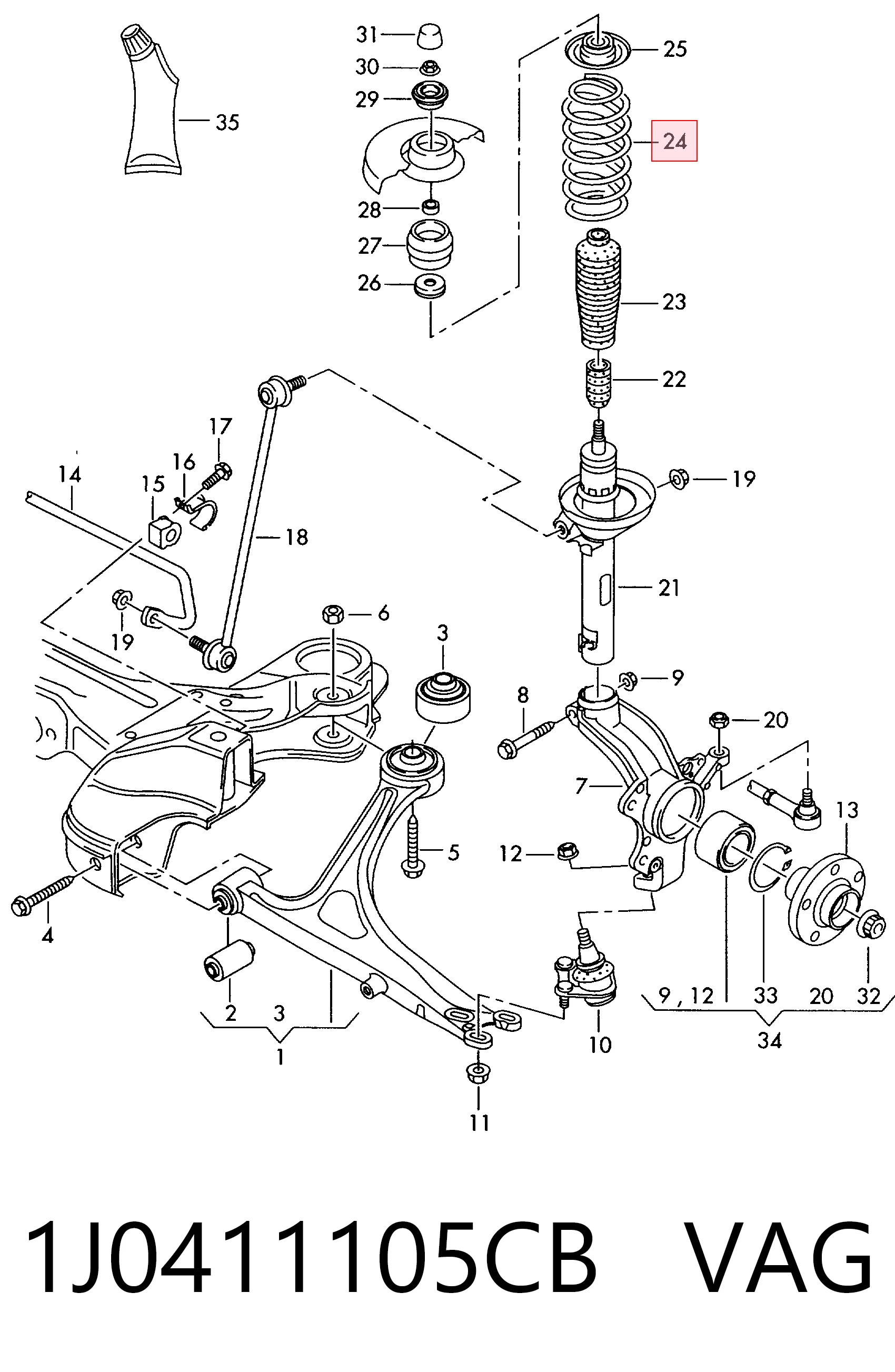 1J0411105CB VAG Mola dianteira