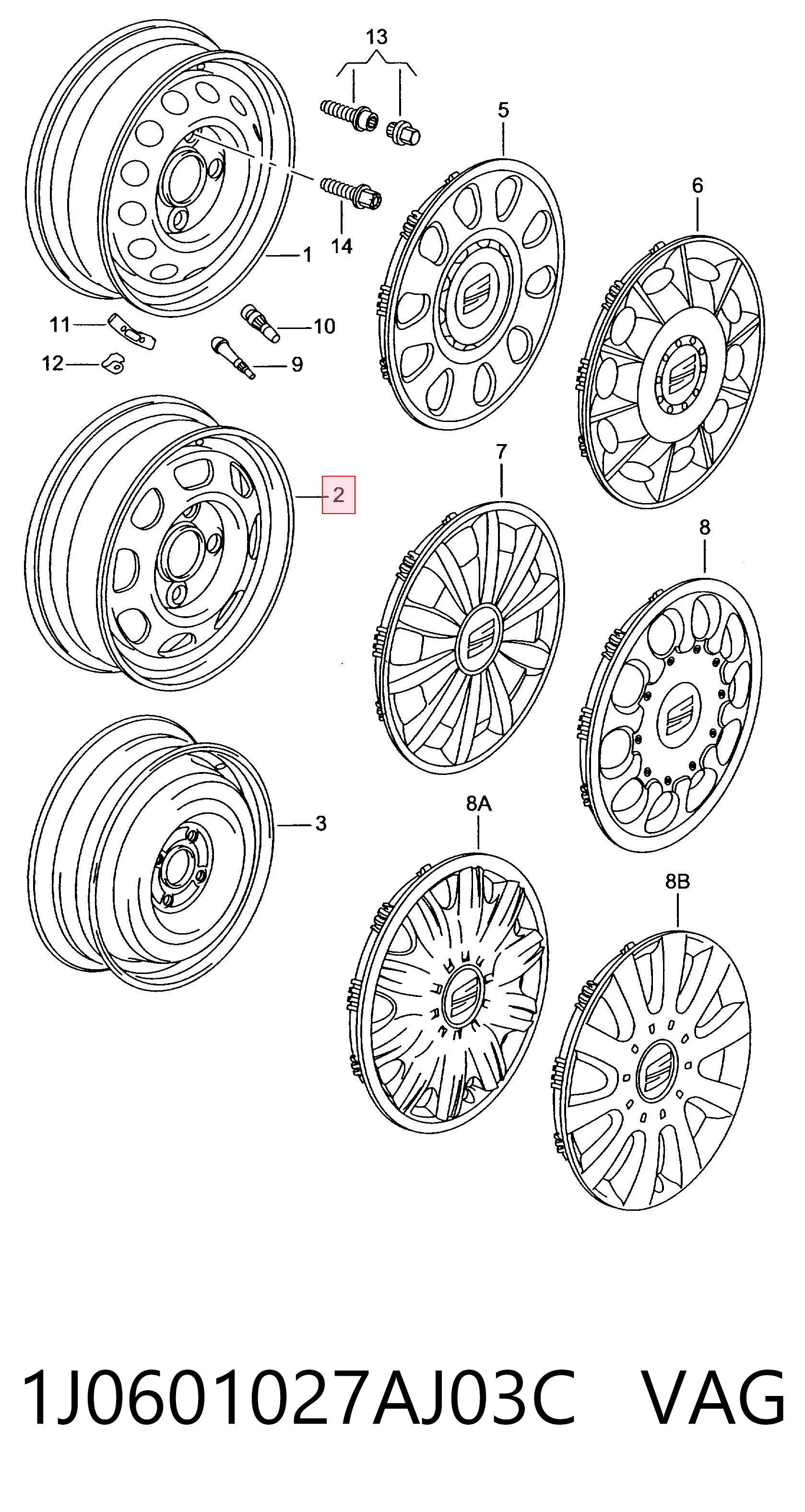 Compre 1J0601027AJ03C VAG Discos de roda de aço (estampados)