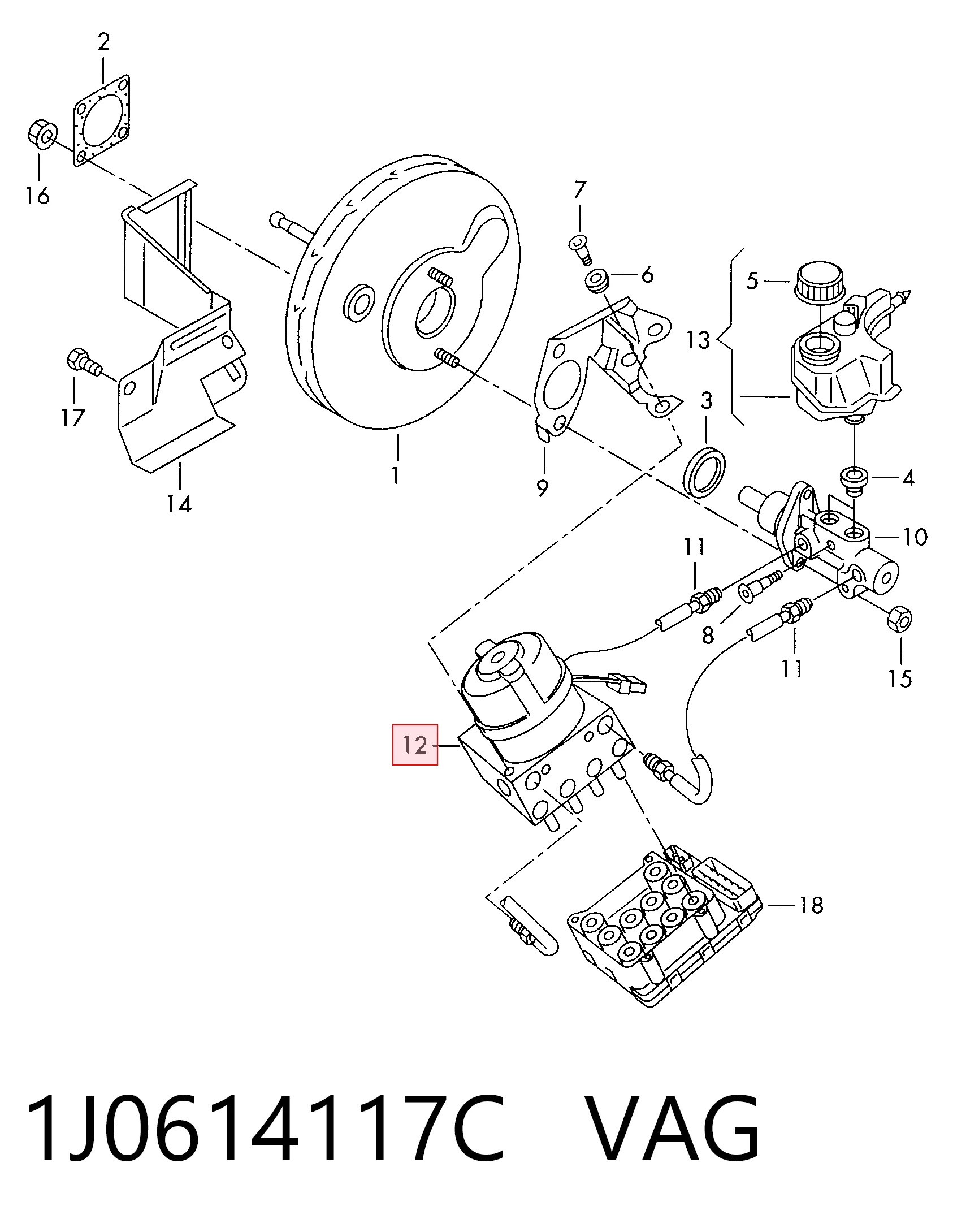 Unidade hidráulico de controlo ABS para Audi A3  8L1