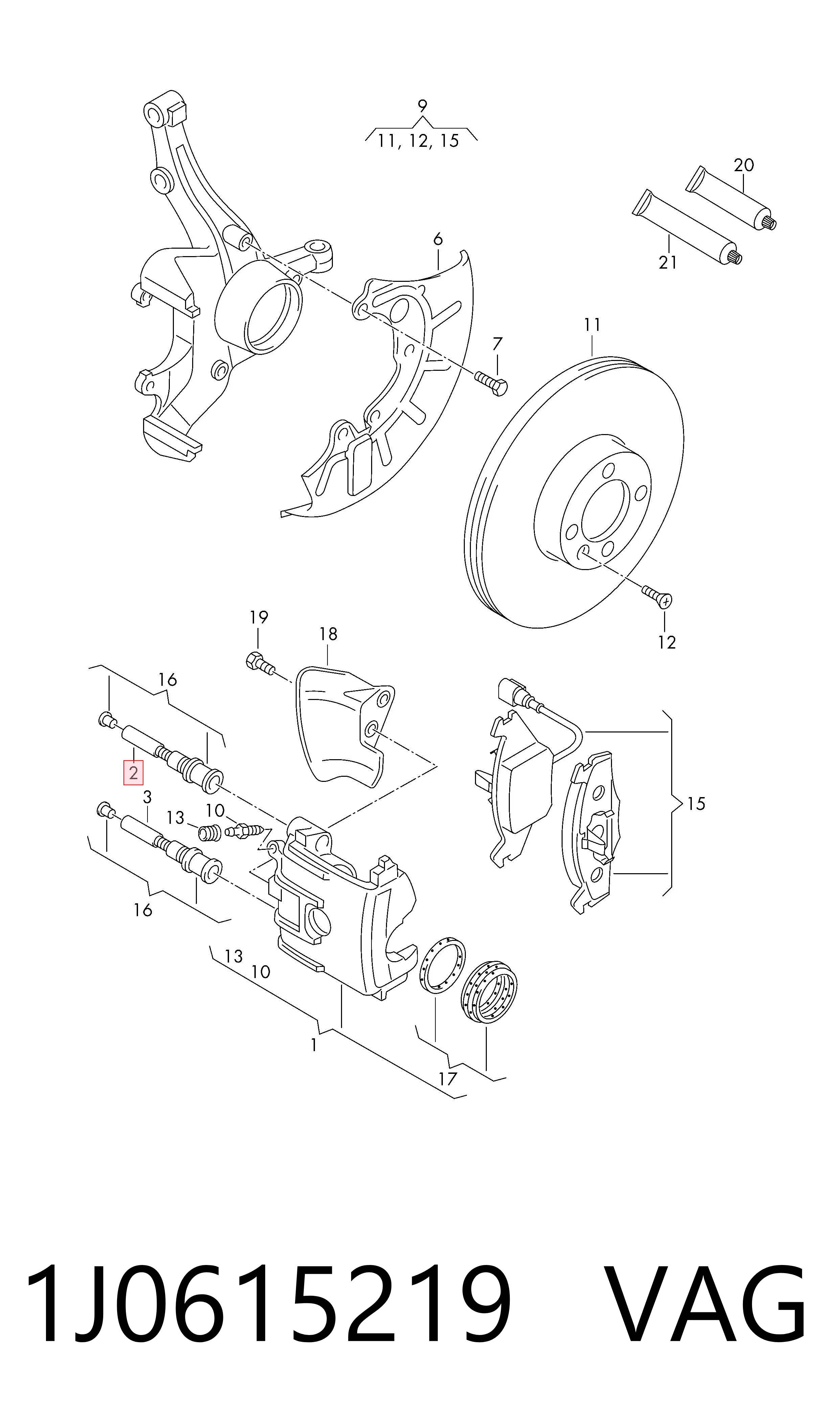 Guia de suporte dianteiro VAG 1J0615219 preço, a partir de 20,93 USD